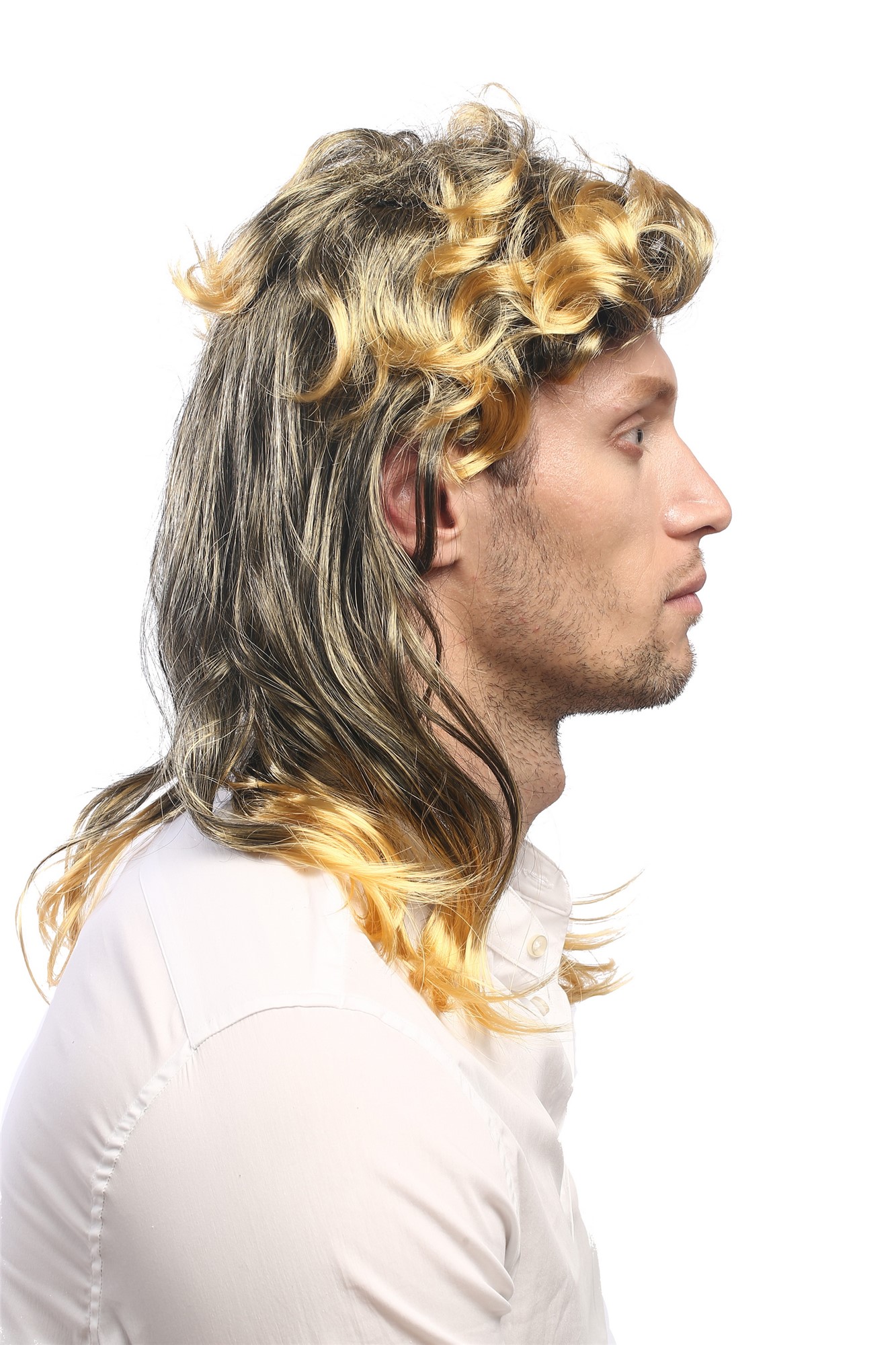 Party Wig, Men, Black,Blonde, curled, long