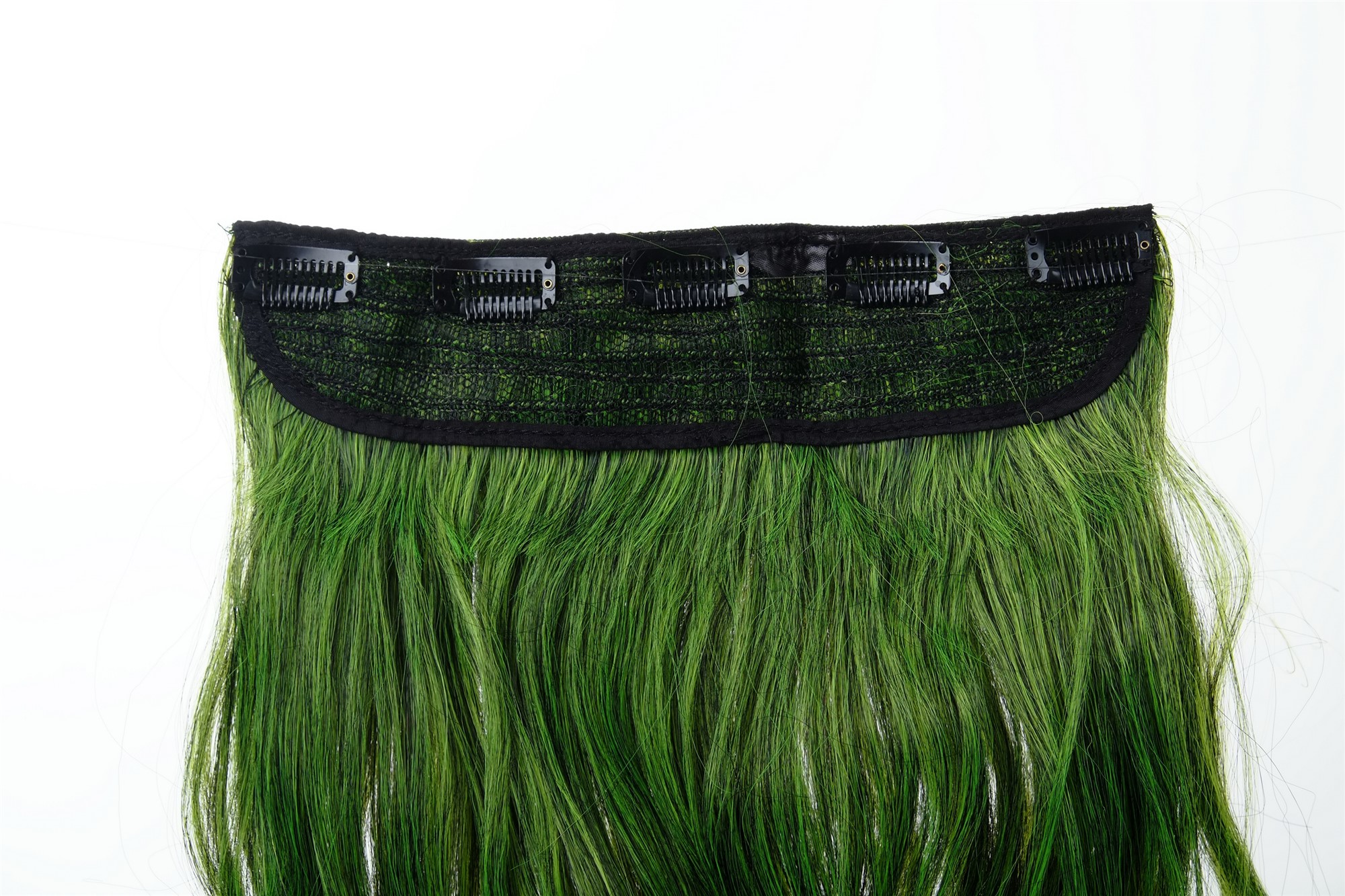 5 Clip-In Extension lockig Ombre Schwarz-Neongrün-Mix YZF-3180P-1/TF2106, Ansicht 3, WIG ME UP: Ihr Perücken Online Shop wellige Halbperücke Tiefschwarz-Neongrün-Mix 50 cm lang
