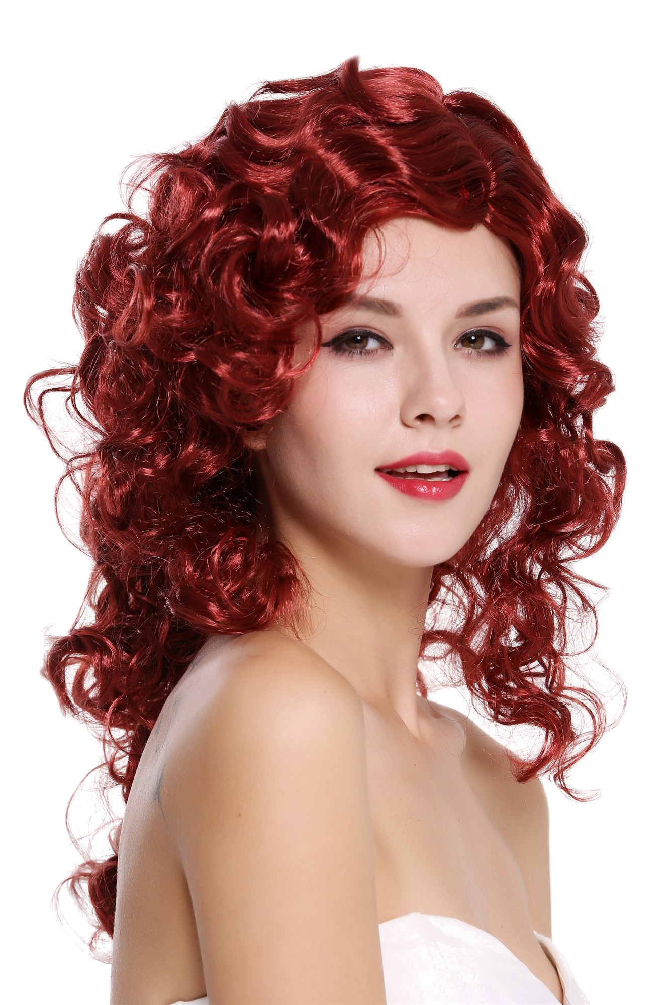 Wig Lady Women very voluminous mane curls curly thick dense red mix 0051, front view, WIG ME UP: Your Perücken Online Shop Party Wig, Ladies, Red, curled, long