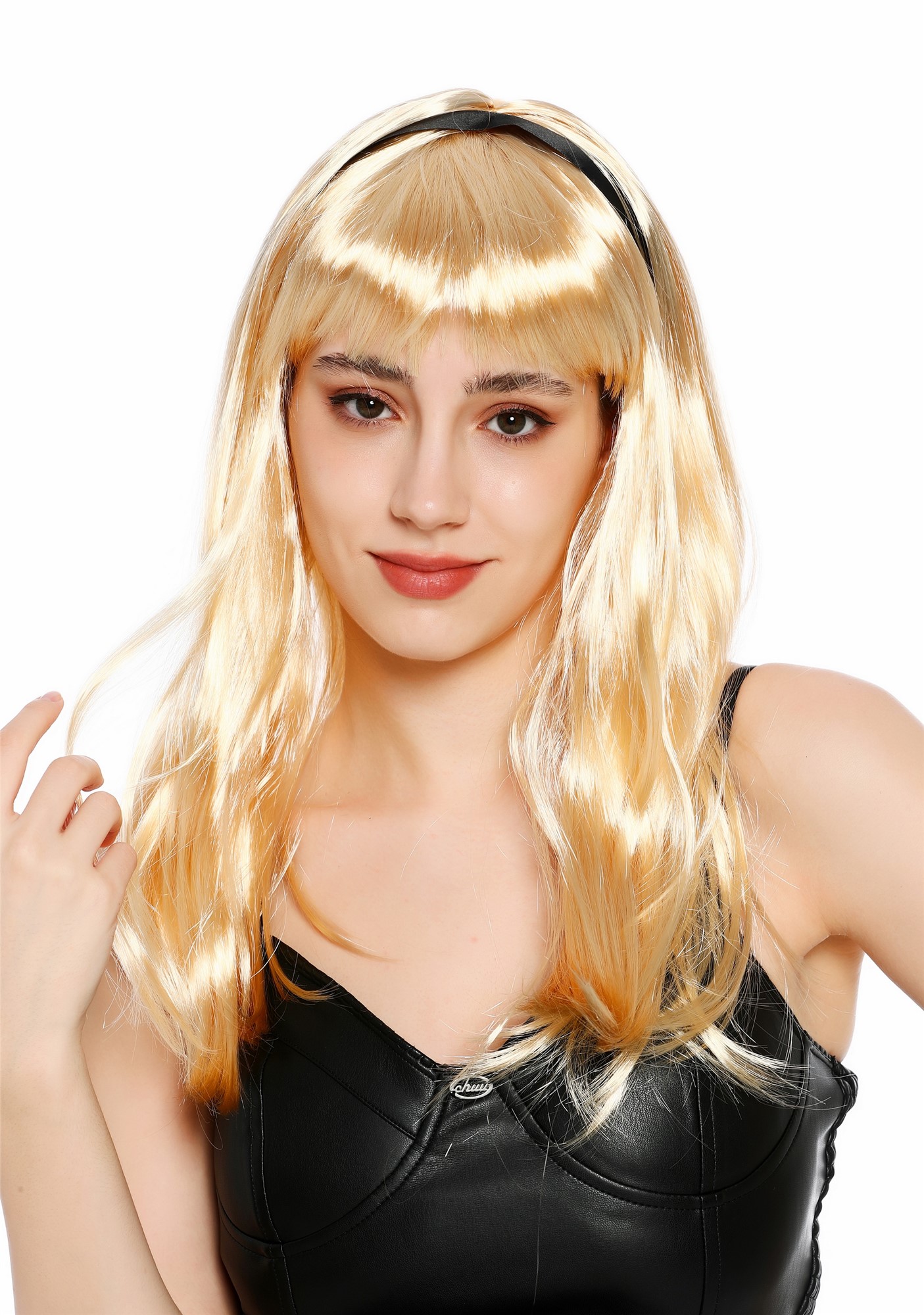 glatte Party-Perücke Hellblond 55 cm lange Perücke für Damen
