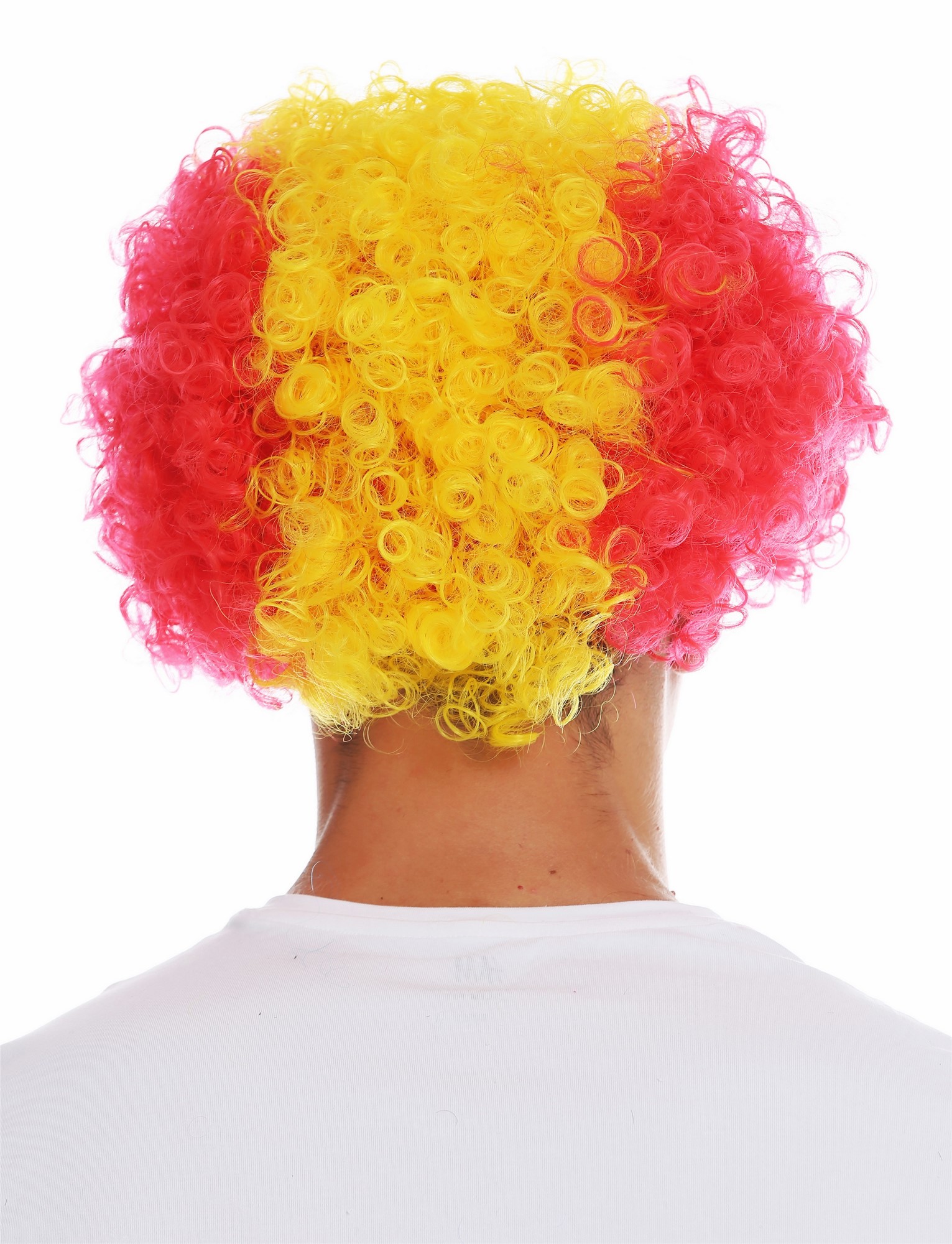 Party Wig, Unisex, bright red-bright yellow mix, curled, short