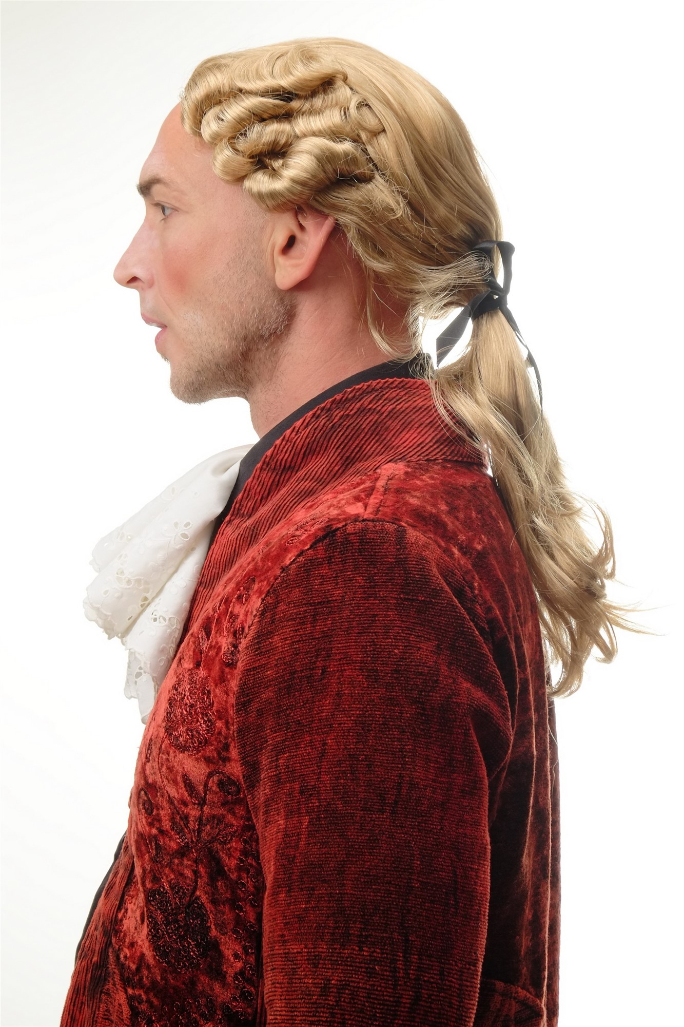 Man Gents Party Wig Halloween Fancy Dress Baroque noble aristocrat lord curls long ponytail blond, view 4, WIG ME UP: Your Perücken Online Shop Party Wig, Men, Blonde, curled, long