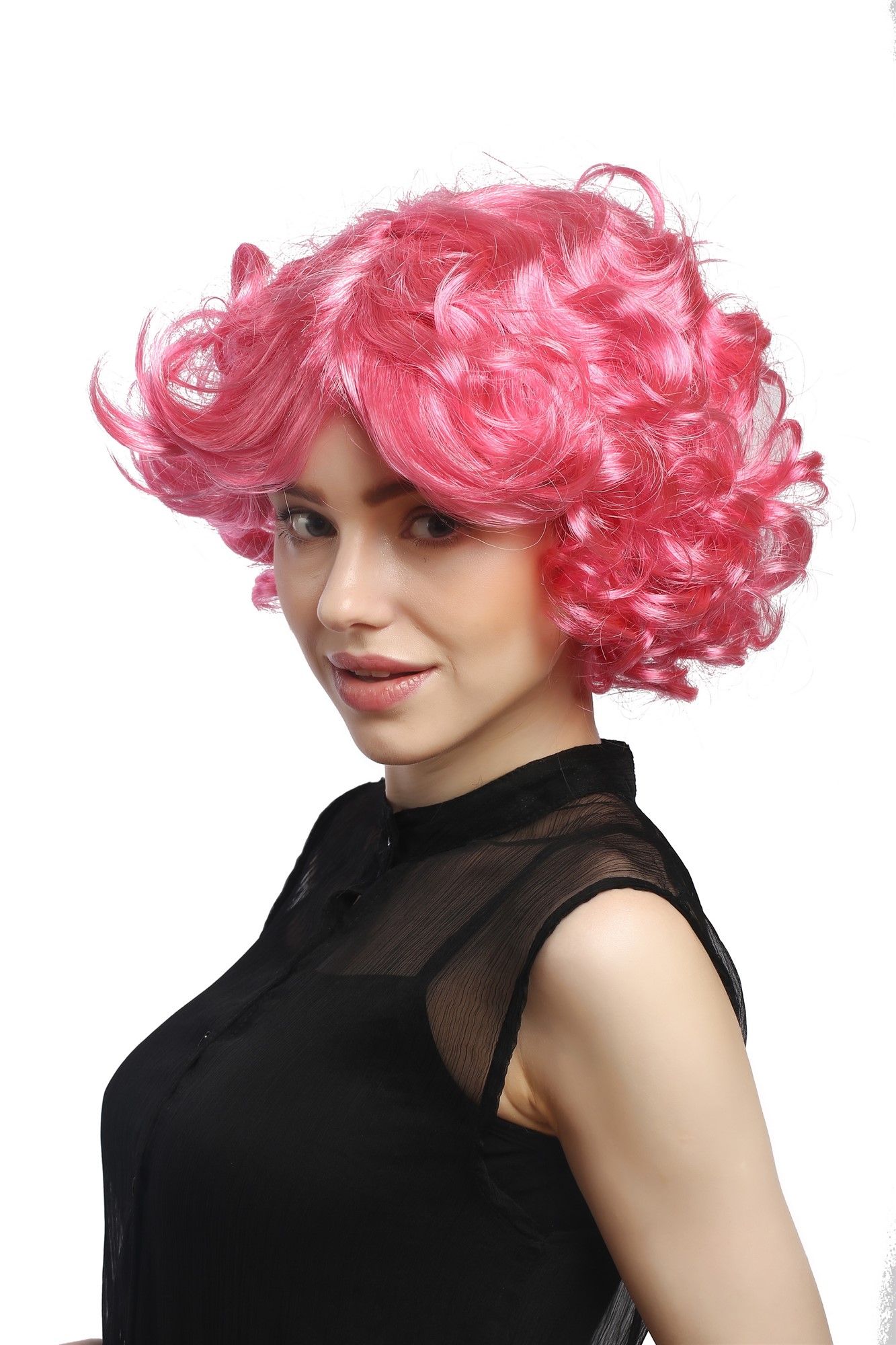 DEC31-PC28/41 Lady Party Wig Halloween Cosplay short voluminous curly curls pink 80s Pop Star Diva, view 2, WIG ME UP: Your Perücken Online Shop Party Wig, Ladies, Pink, curled, short