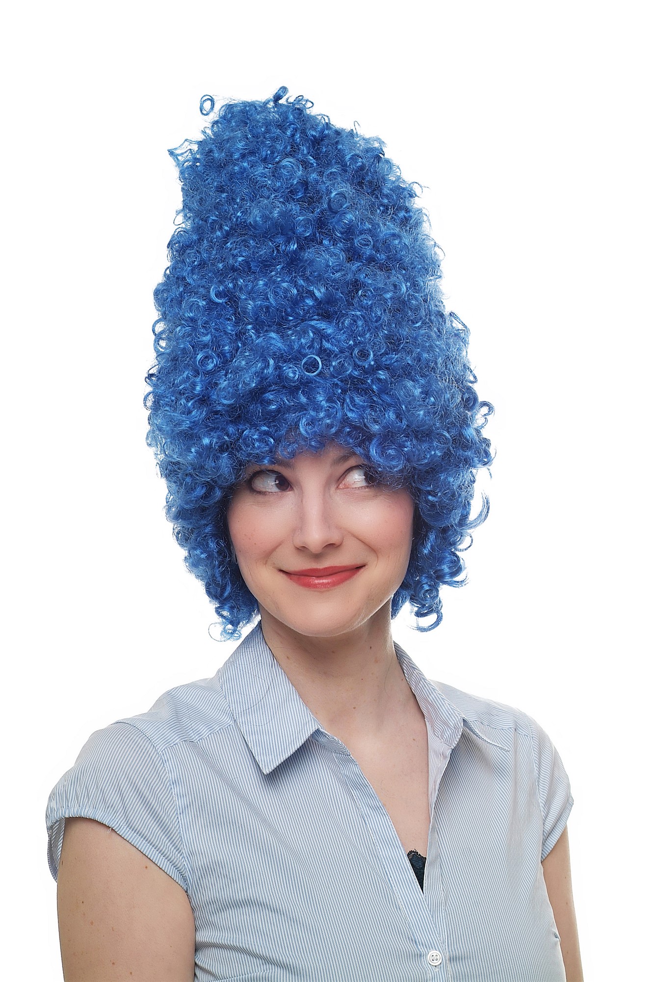 Party/Fancy Dress/Halloween WIG gigantic BLUE beehive funky 60ies 8648-PC3, front view, WIG ME UP: Your Perücken Online Shop Party Wig, Unisex, Blue, curled, shoulder-length