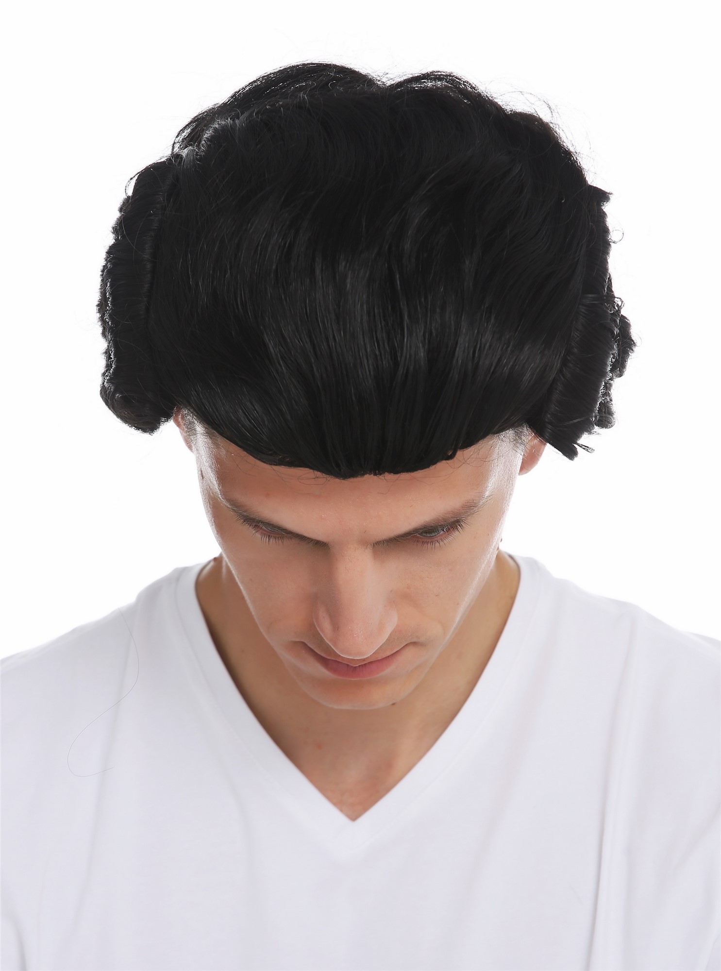hochwertige Qualitätsperücken, Perücke Barock Edelmann Zopf Schwarz VK-31-1B, Ansicht 5, WIG ME UP: Ihr Perücken Online Shop wellige Tressen-Perücke Samtschwarz lange Haare für Herren