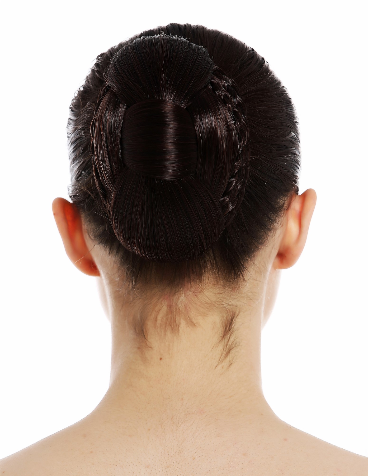 Dutt Haardutt Chignon traditionell geflochten oval groß Schwarz Rot TYP-616-1B/33, Ansicht 2, WIG ME UP: Ihr Perücken Online Shop geflochtener Dutt Haarteil Schwarz-Braun-Mix