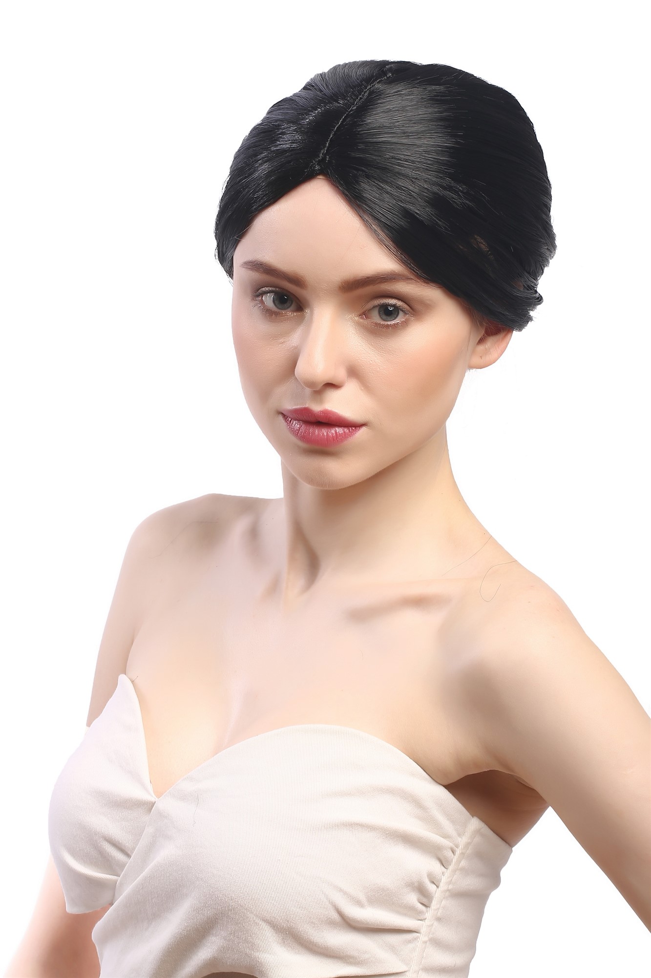 Lady Party Wig Fancy Dress black hairbun Governess Prima Ballerina ballet dancer Piano Teacher, view 2, WIG ME UP: Your Perücken Online Shop Party Wig, Ladies, Black, Braided, short