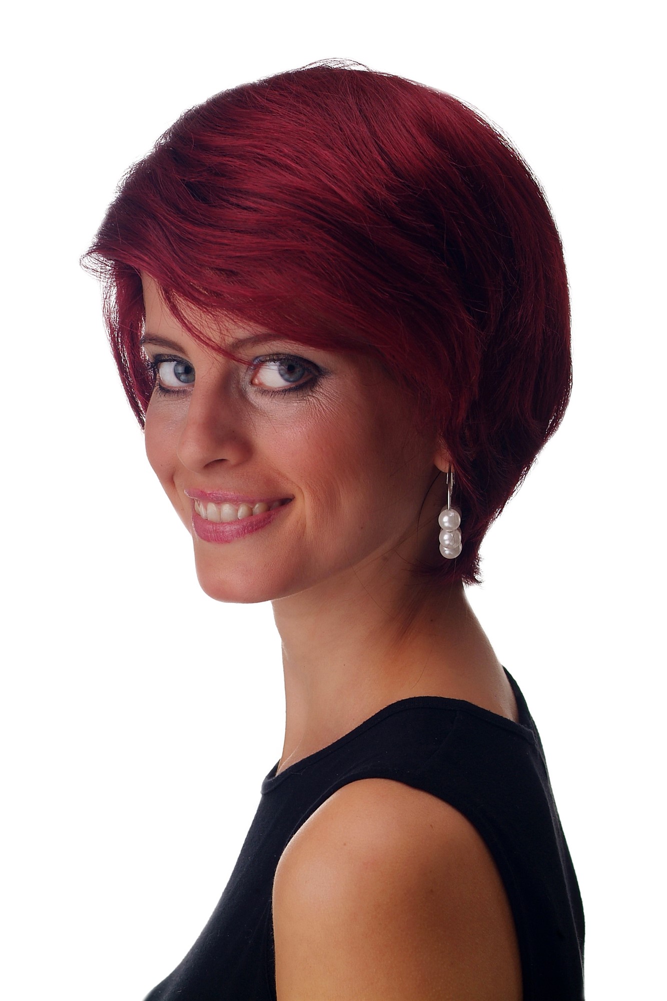 Lady women wig Bob short voluminous straight parting burgundy red F2743, front view, WIG ME UP: Your Perücken Online Shop Quality Wigs, Ladies, eggplant red, straight, short
