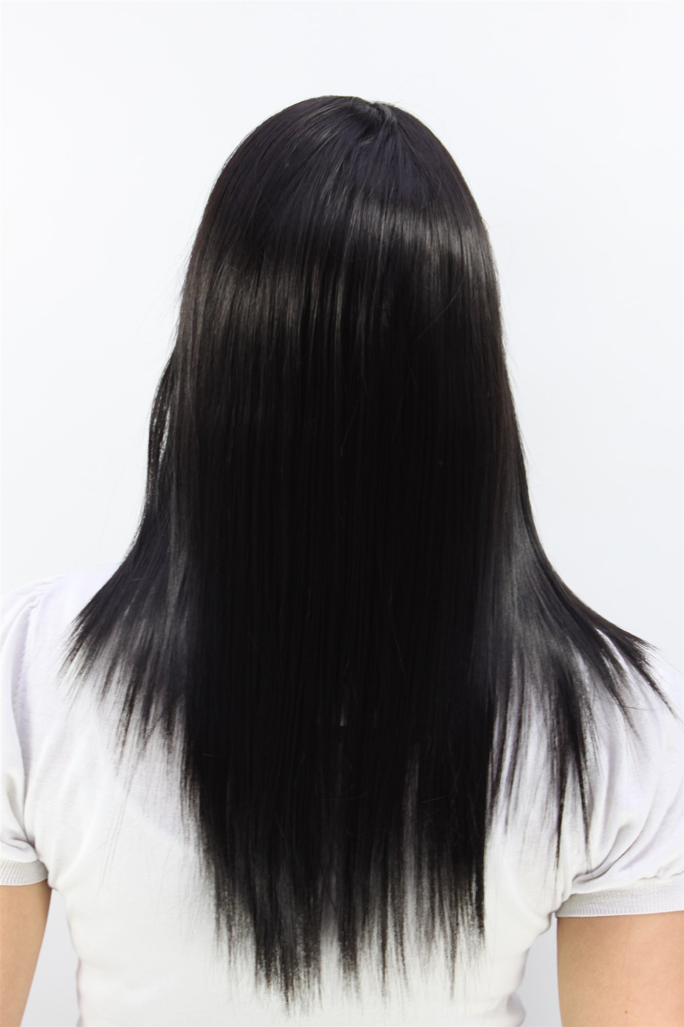 hochwertige Qualitätsperücken, Damen Perücke super sexy wilder Pony lang LA032-2, Ansicht 3, WIG ME UP: Ihr Perücken Online Shop glatte Tressen-Perücke mit Kopfhaut-Imitat Schwarzbraun lange Haare für Damen