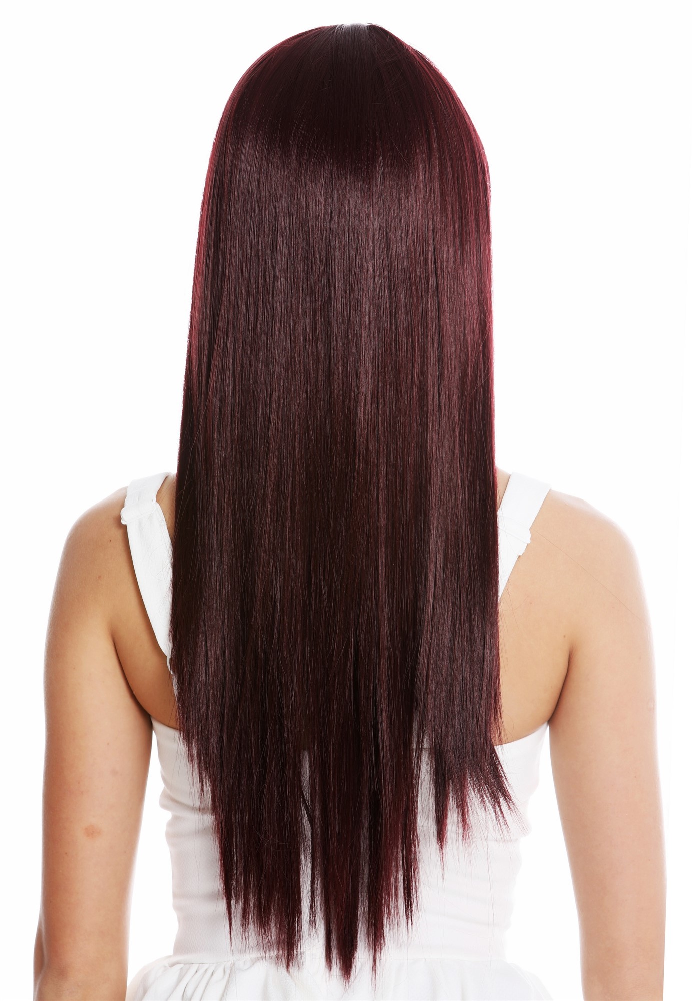 Women's wig long sleek straight long fringe parted bordeaux red VK-8, view 4, WIG ME UP: Your Perücken Online Shop Quality Wigs, Ladies, eggplant red, straight, long