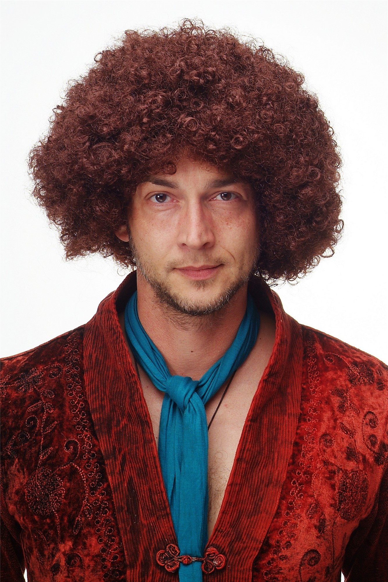 günstige Party Perücke, Afro Perücke 70er Jahre Party Mahagoni-Braun Disco PW0011-P30, Ansicht 4, WIG ME UP: Ihr Perücken Online Shop lockige Party Perücke Dunkel-Mahagonibraun kurze Haare Unisex