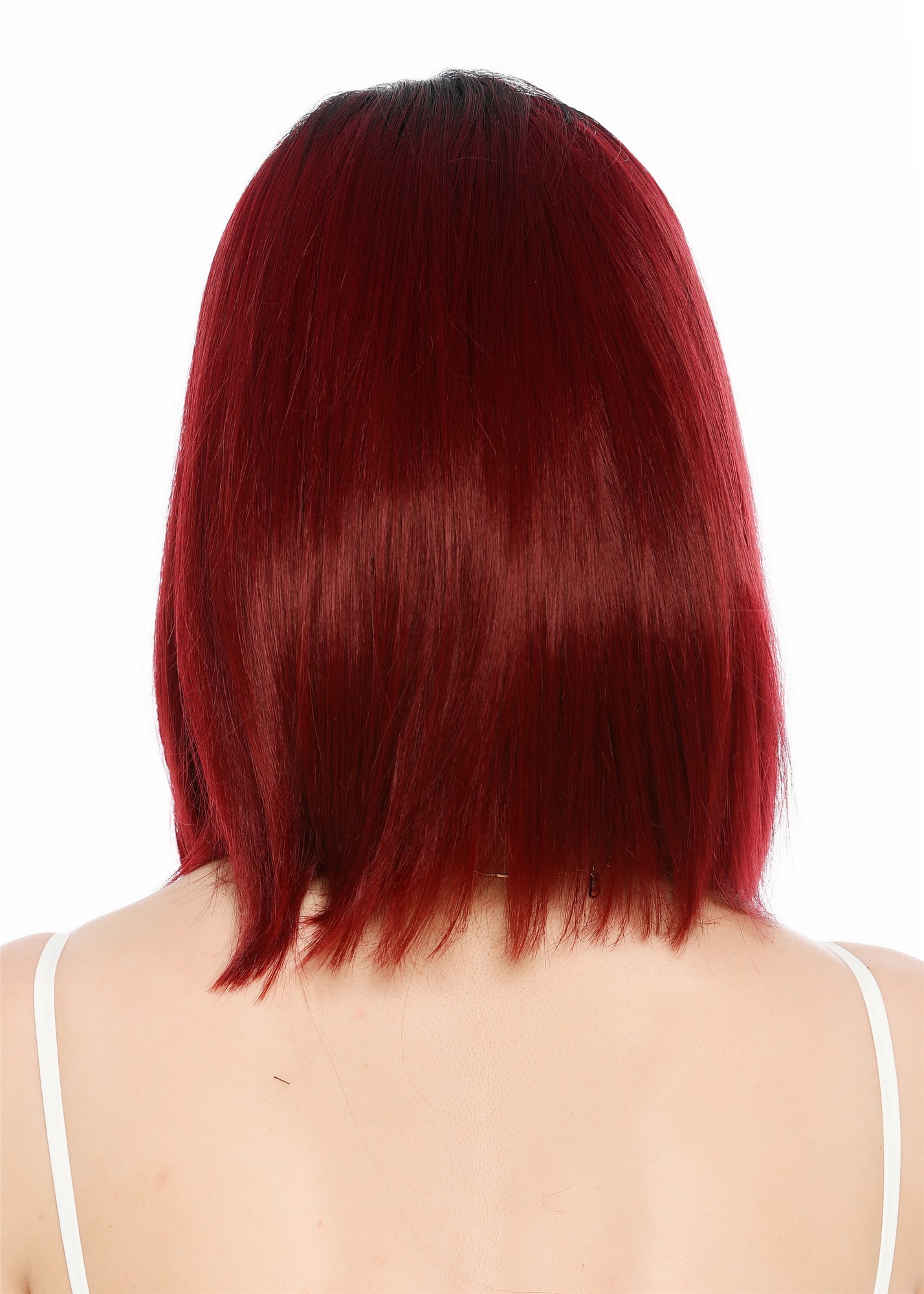 Perücke Damen Mittelscheitel schulterlang glatt Ombre Schwarz Rot GFW3977-118+1