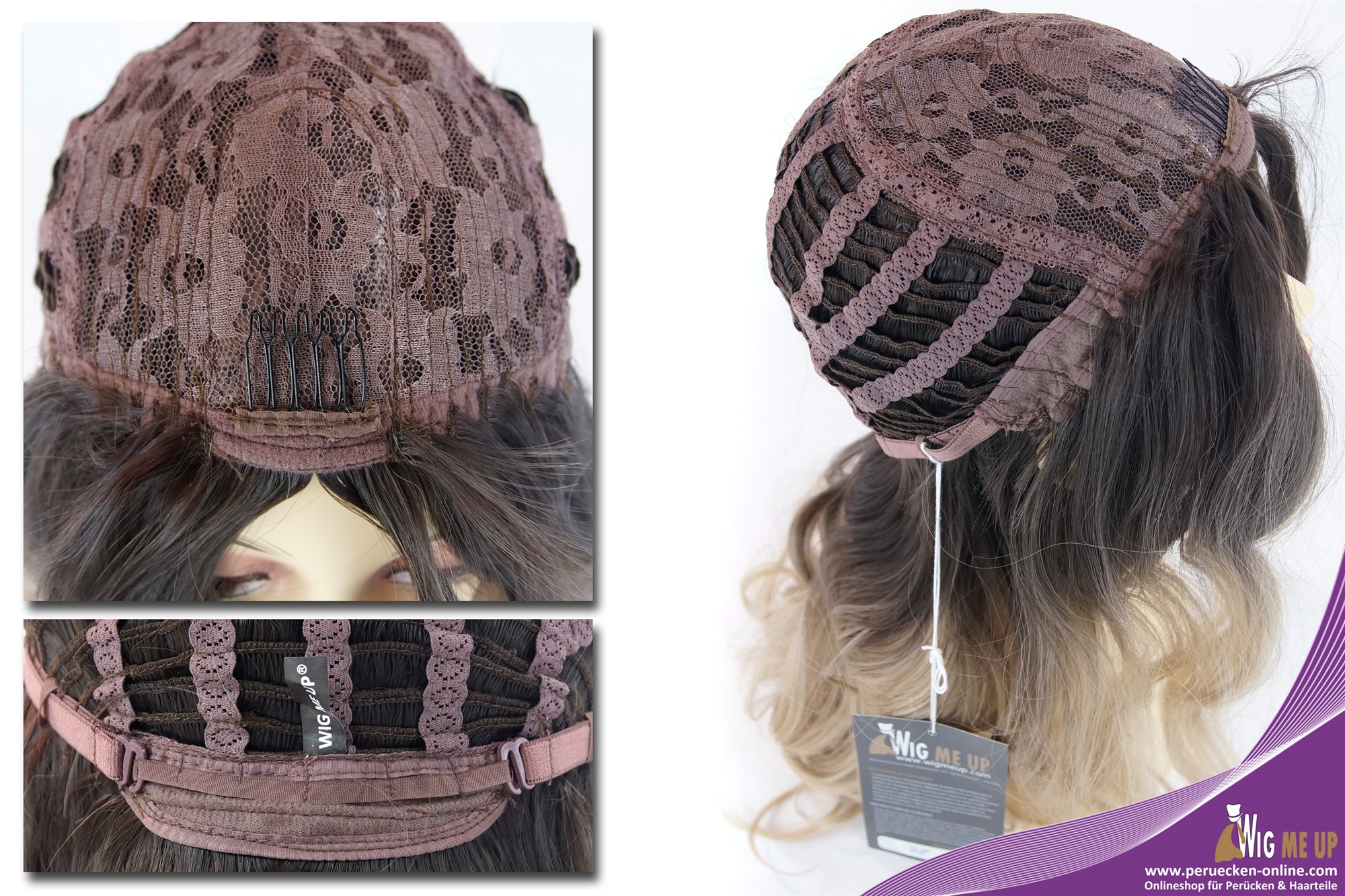 hochwertige Qualitätsperücken, Perücke Kopfhautimitat lang wellig Scheitel Ombre Braun Blond TYS-1208-6TT85, Ansicht 7, WIG ME UP: Ihr Perücken Online Shop wellige Tressen-Perücke mit Kopfhaut-Imitat Braun-Blond-Mix lange Haare für Damen