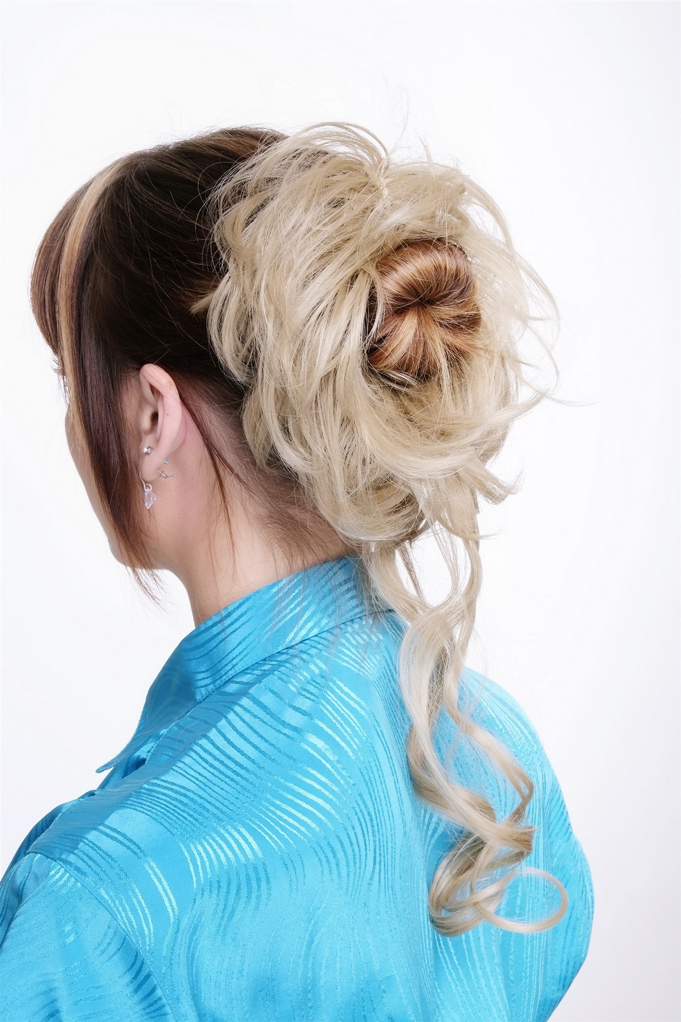 Hair Piece baroque voluminous wild curled scrunchy comb ash blonde YZF-3072HT, view 3, WIG ME UP: Your Perücken Online Shop Ponytails, Blonde, curled, shoulder-length