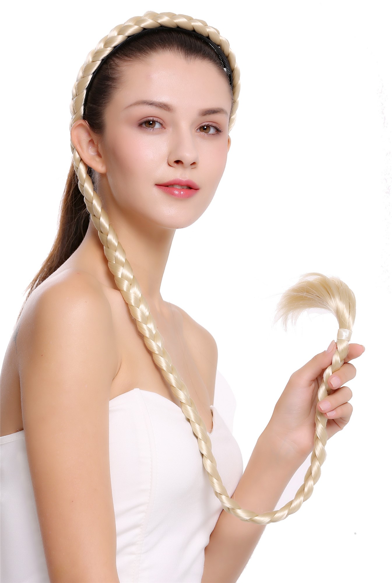 Hair Circlets, platinum blonde, Braided, very long