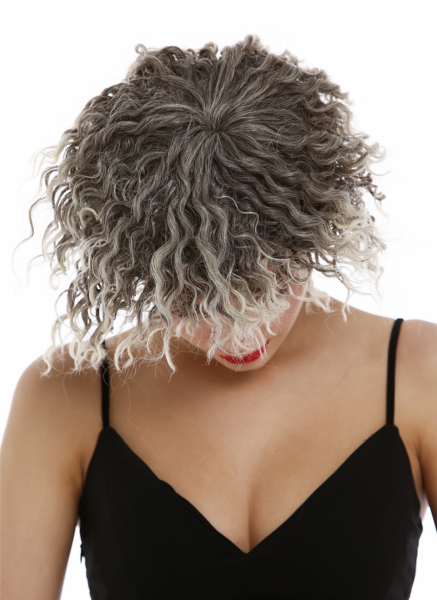 hochwertige Qualitätsperücken, Perücke kurz wild gelockt Krepplocken Braun Blond Highlights YZF-4127-6T88, Ansicht 4, WIG ME UP: Ihr Perücken Online Shop lockige Tressen-Perücke Blond-Braun-Mix kurze Haare für Damen