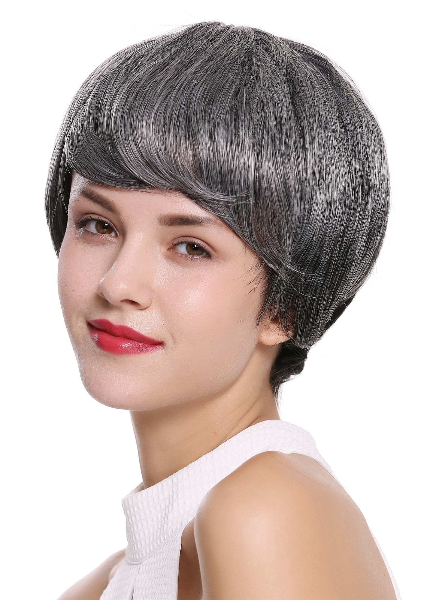 Quality Wigs, Ladies, silver gray-deep black mix, straight, short