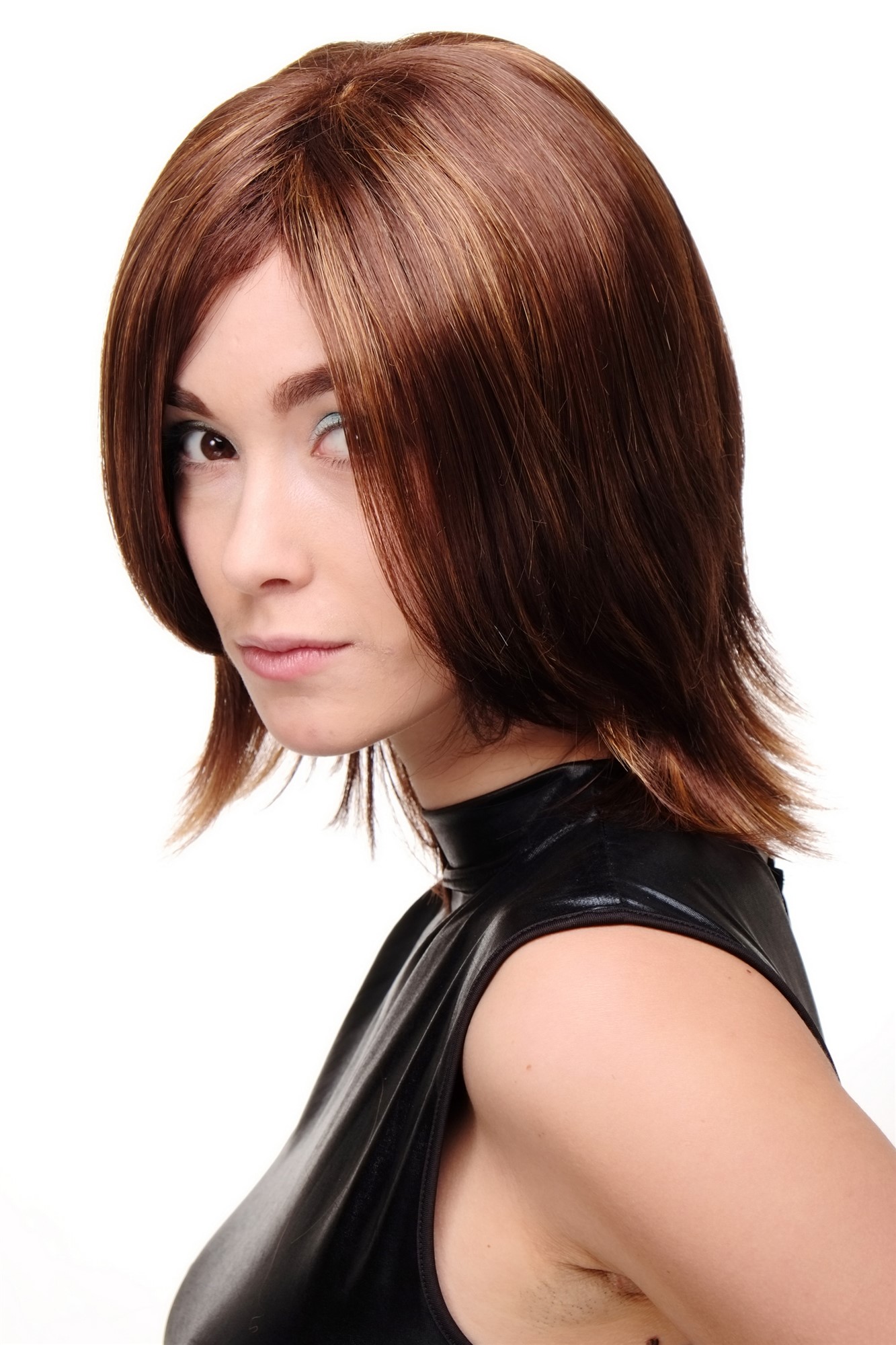 hochwertige Qualitätsperücken, Damenperücke Glatt Schulterlang Braun Blond Modell: GFW1867, Ansicht 3, WIG ME UP: Ihr Perücken Online Shop glatte Tressen-Perücke Braun-Blond-Mix schulterlange Haare für Damen