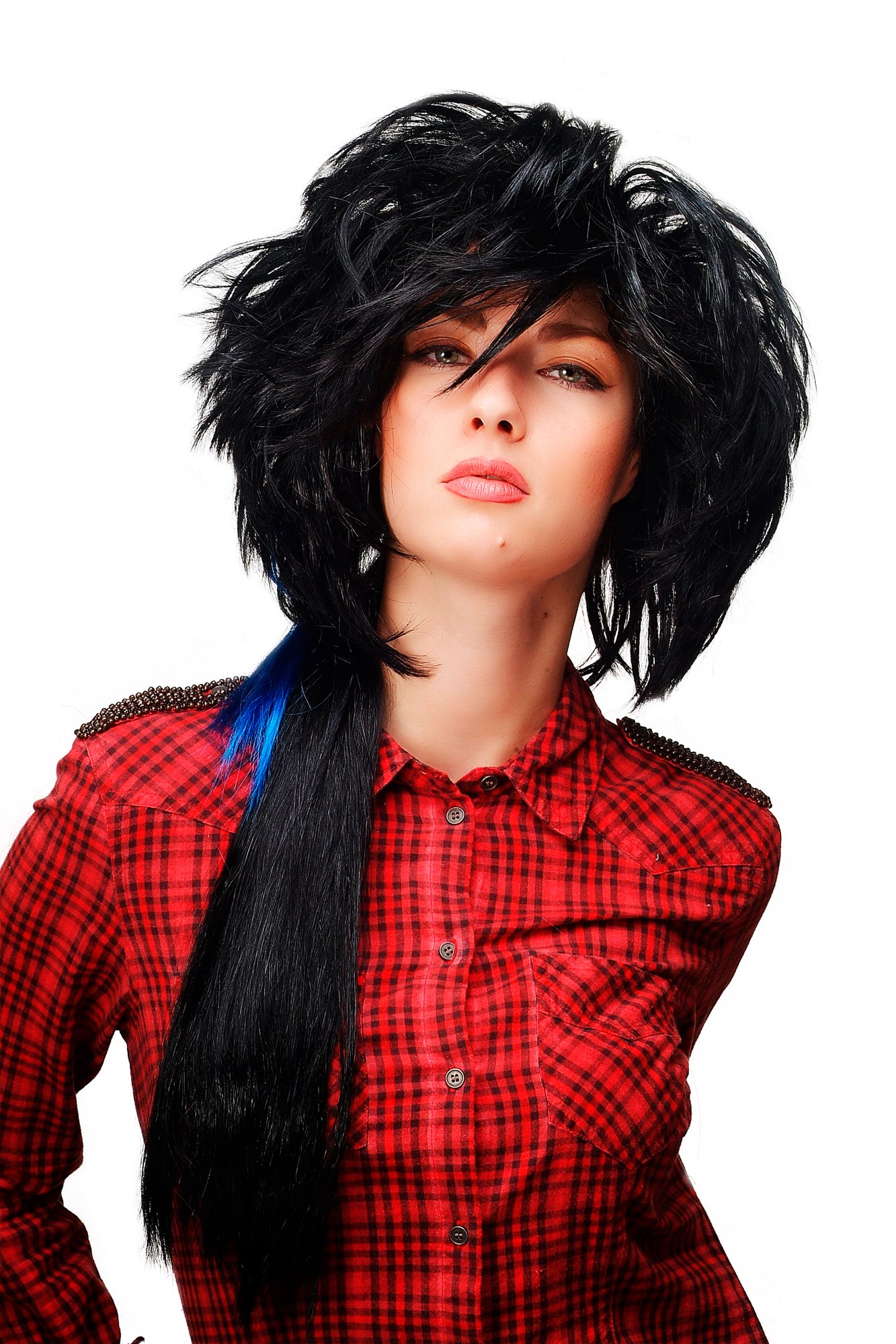 günstige Party Perücke, Perücke Wildes Volumen Schwarz Blau 4177-P103-PC3, Ansicht 2, WIG ME UP: Ihr Perücken Online Shop wellige Party Perücke Schwarz lange Haare für Damen