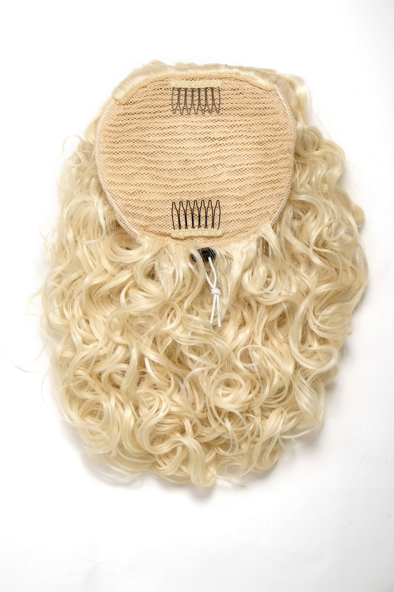 Hairpiece Ponytail with 2 combs/clips & elastic draw string long full curls voluminous platinum, view 2, WIG ME UP: Your Perücken Online Shop Ponytails, platinum blonde, curled, shoulder-length