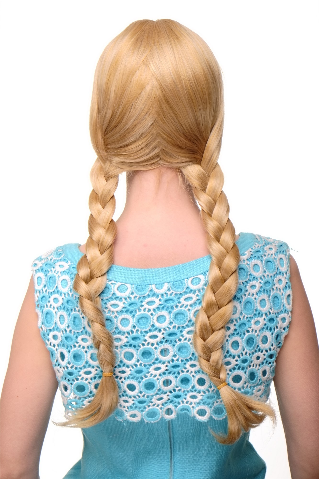 hochwertige Qualitätsperücken, Damen Perücke geflochtene Zöpfe Schulmädchen-Look Blond-Mix Modell: 3446, Ansicht 4, WIG ME UP: Ihr Perücken Online Shop geflochtene Tressen-Perücke Blond-Mix lange Haare für Damen