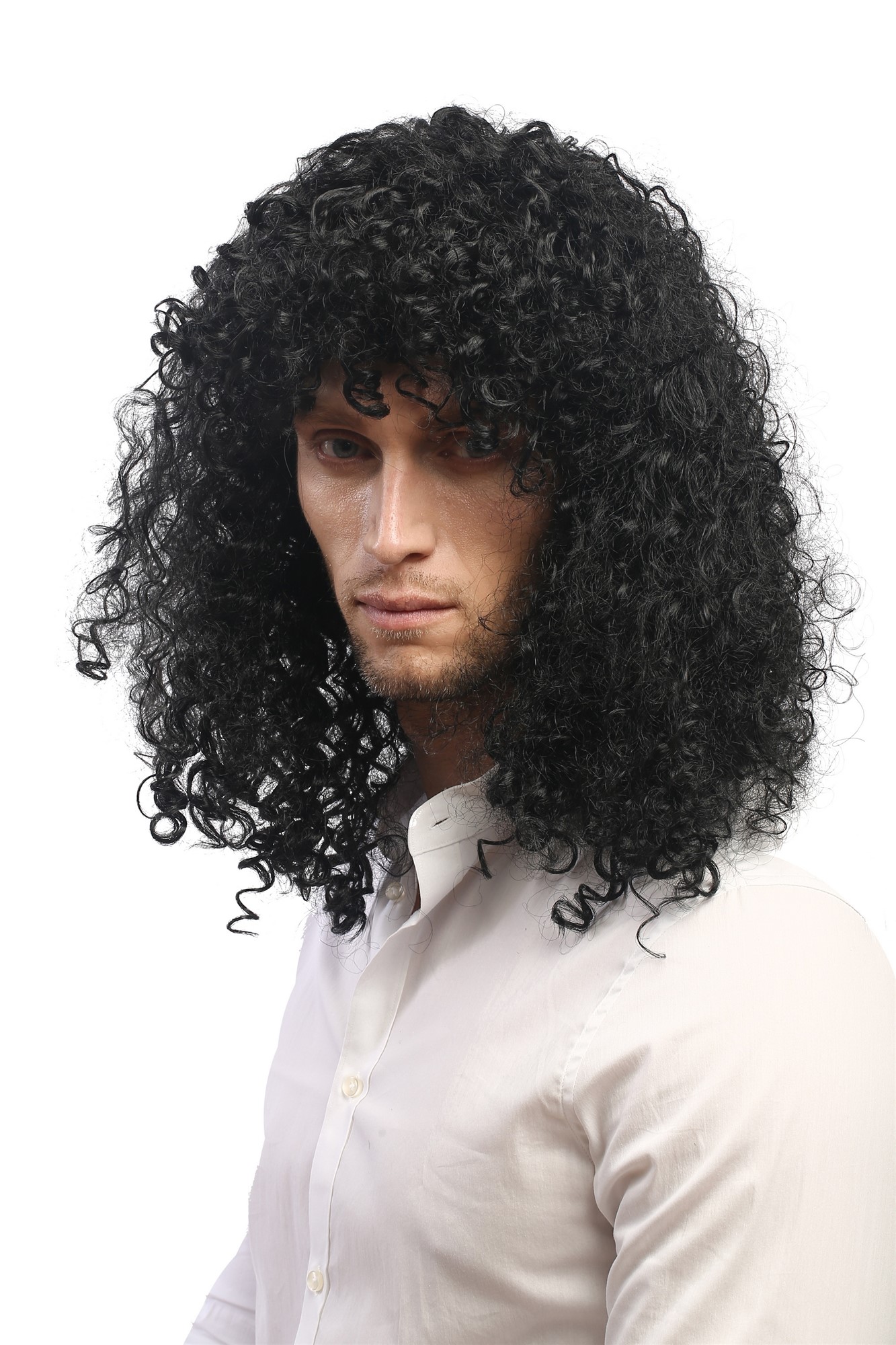 Party Wig, Unisex, Black, curled, long