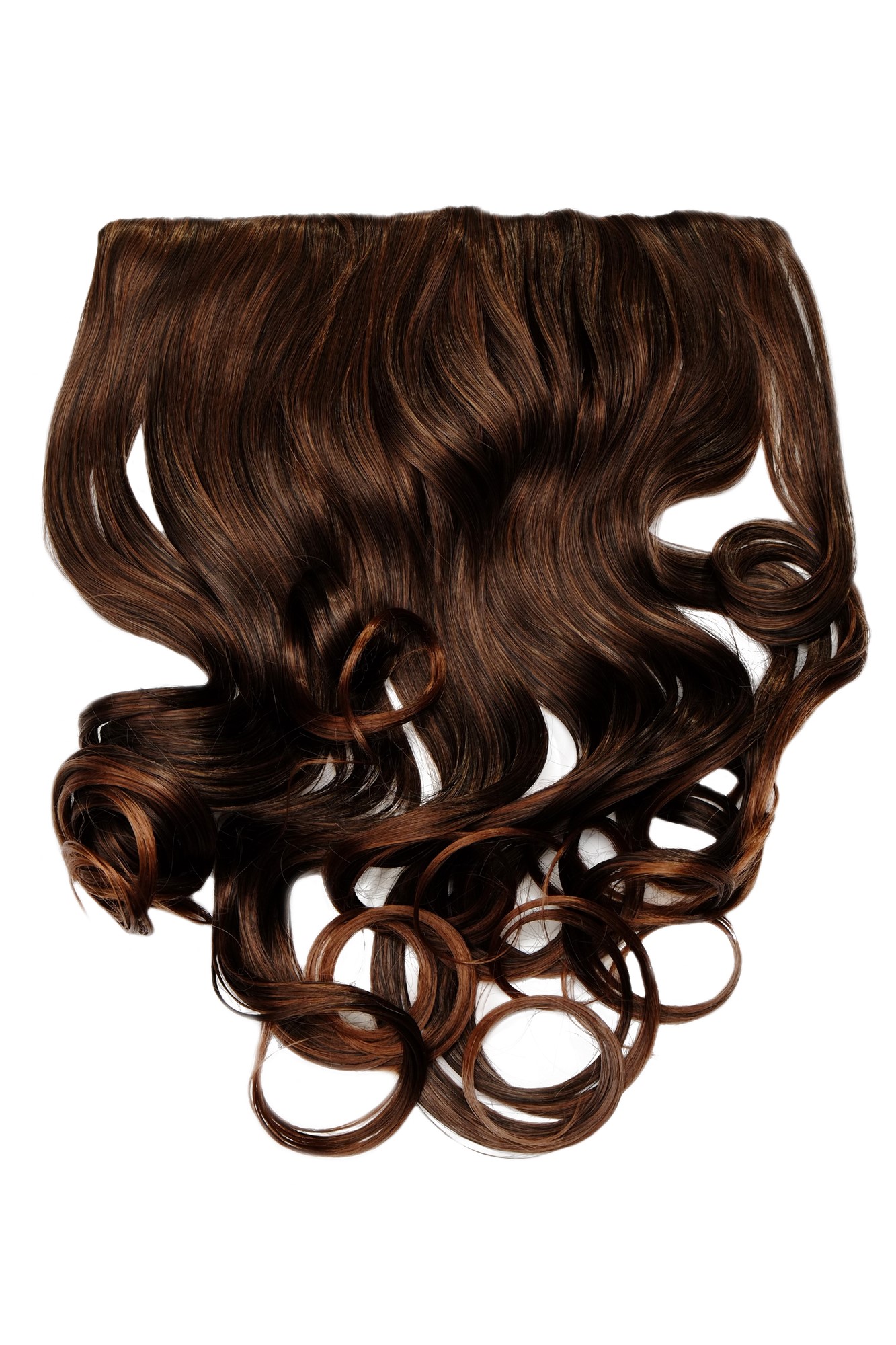 Haarverlängerung Extension 5 Clips lockig Mahagoni WH5008-180C-2T30, Vorderansicht, WIG ME UP: Ihr Perücken Online Shop lockige Halbperücke Schwarzbraun-Kupferbraun-Mix 50 cm lang
