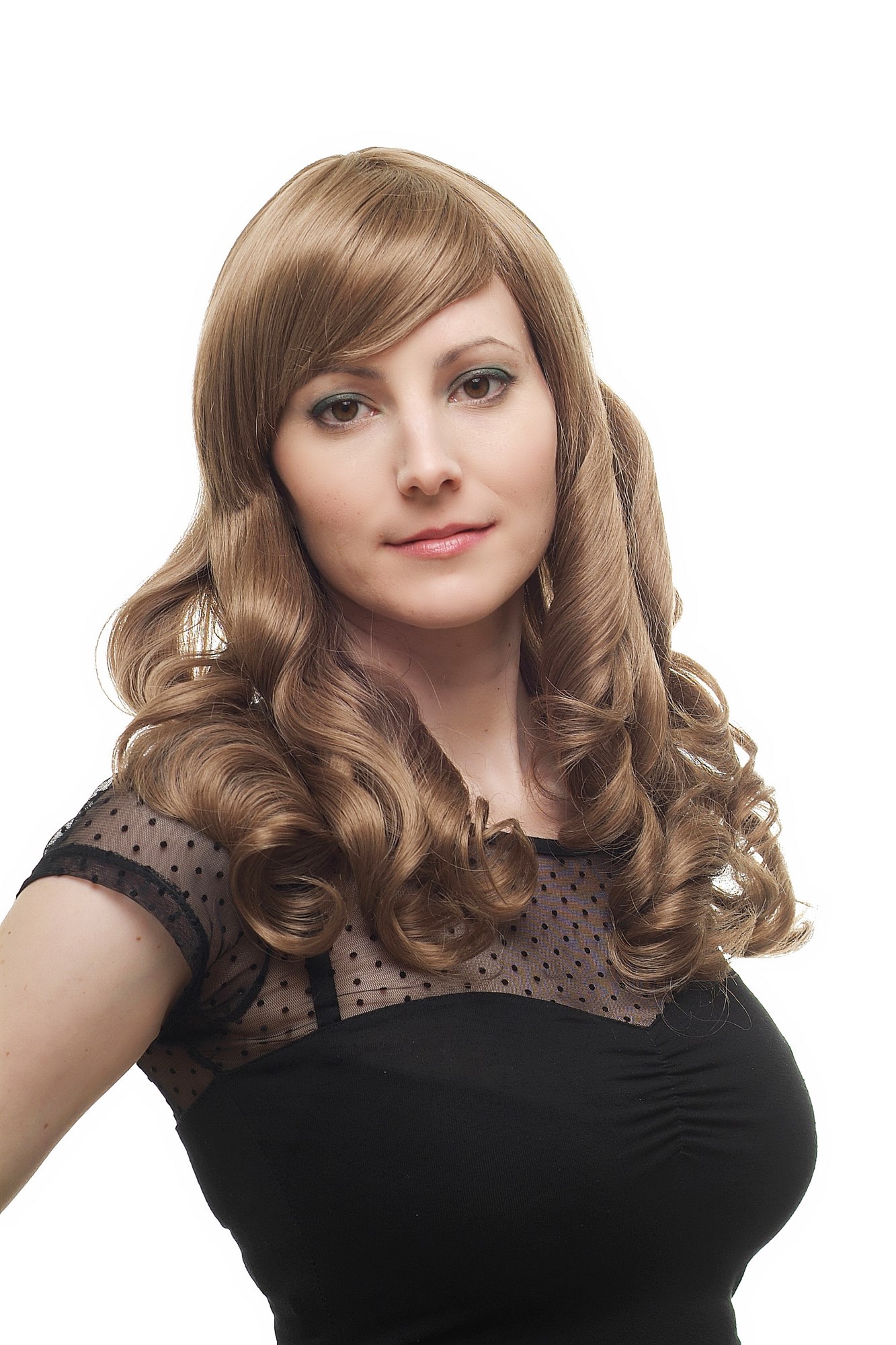 Lady Wig long romantic curls natural ash dark blond parted fringe 3405-14, view 5, WIG ME UP: Your Perücken Online Shop Quality Wigs, Ladies, light golden brown, curled, long