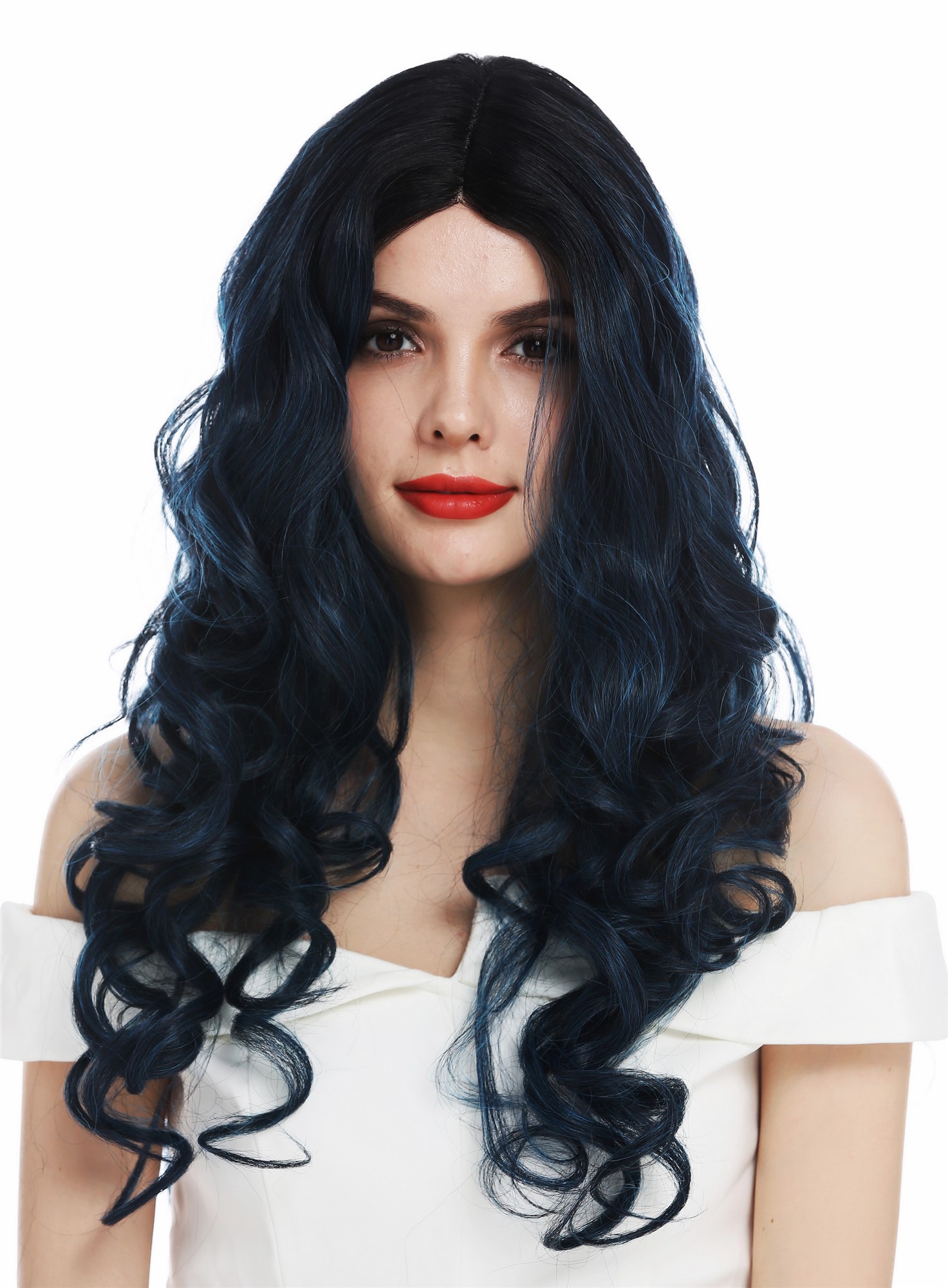 Quality Wigs, Ladies, blue-black mix, curled, very long