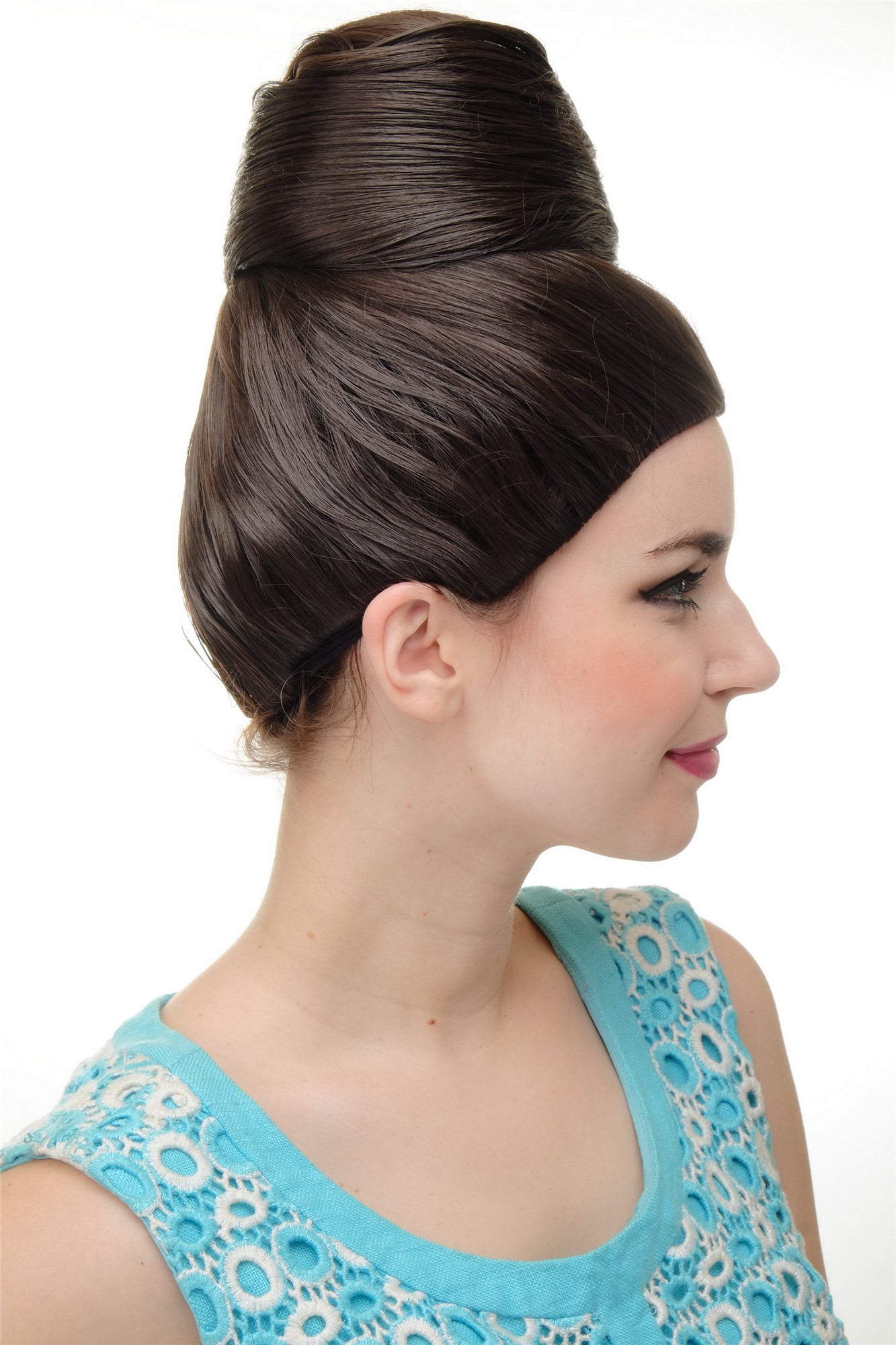 Lady  Wig Cosplay turban style towering beehive 50s 60s hairbun bun Diva chocolate brown, view 3, WIG ME UP: Your Perücken Online Shop Quality Wigs, Ladies, medium brown, straight, short
