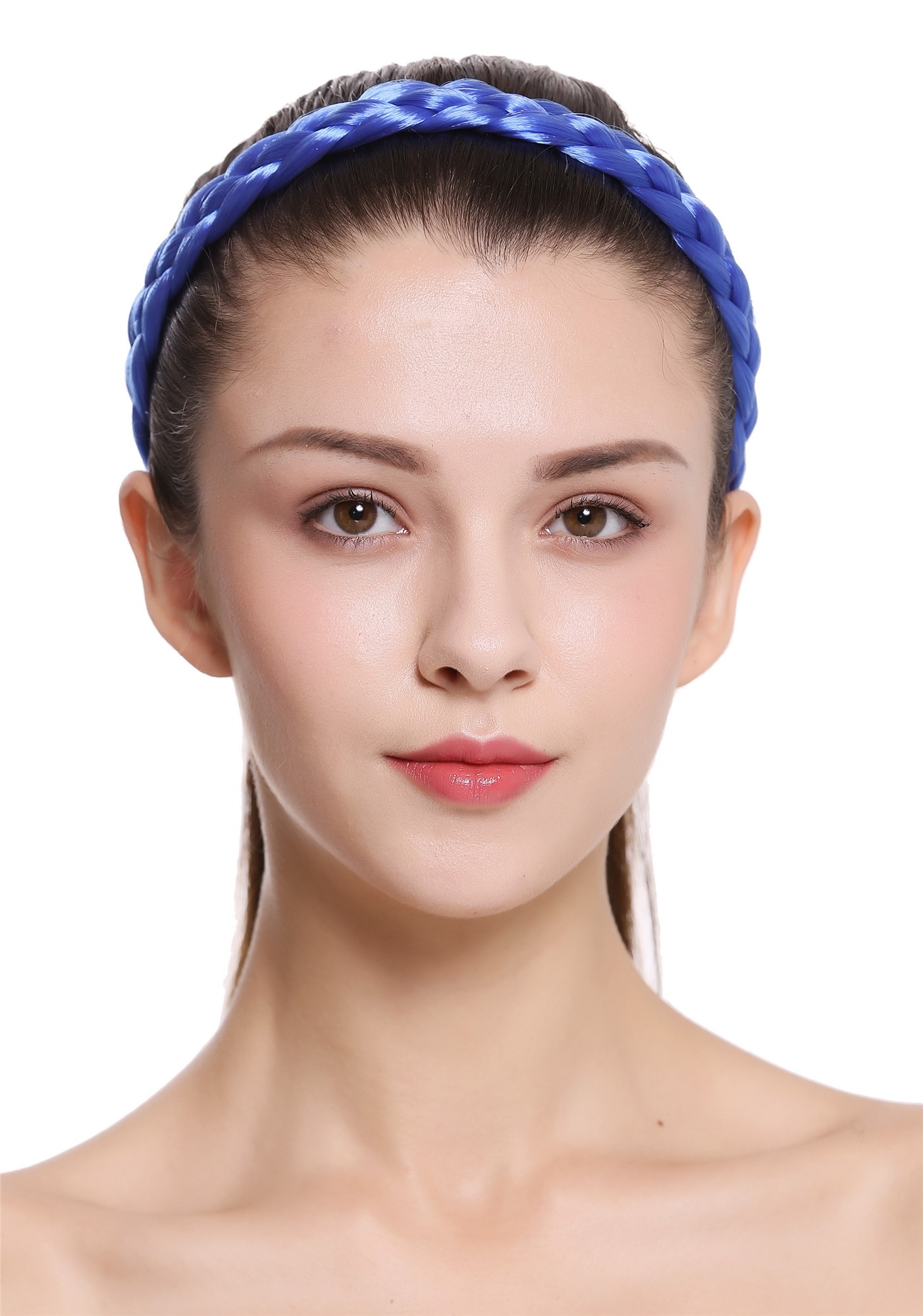 Geflochtenes Haarband 2 cm breit Neonblau CXT-006-813, Ansicht 2, WIG ME UP: Ihr Perücken Online Shop Haarreifen geflochten Neonblau 40 cm