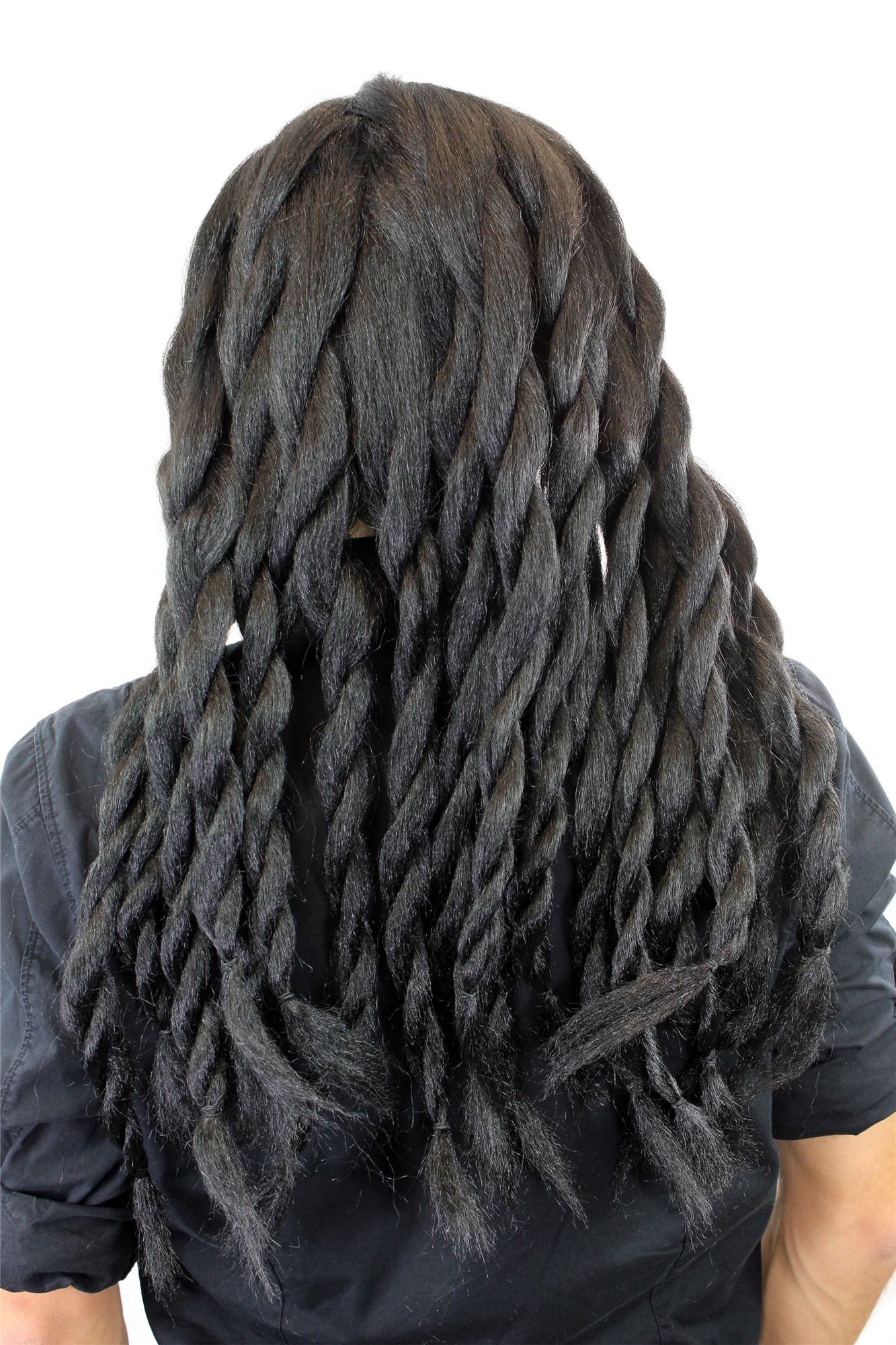 günstige Party Perücke, Piraten Set: Hut Bart & schwarze Perücke geflochtene Zöpfe Dreadlocks 68903-103, Ansicht 5, WIG ME UP: Ihr Perücken Online Shop geflochtene Party Perücke Schwarz lange Haare Unisex