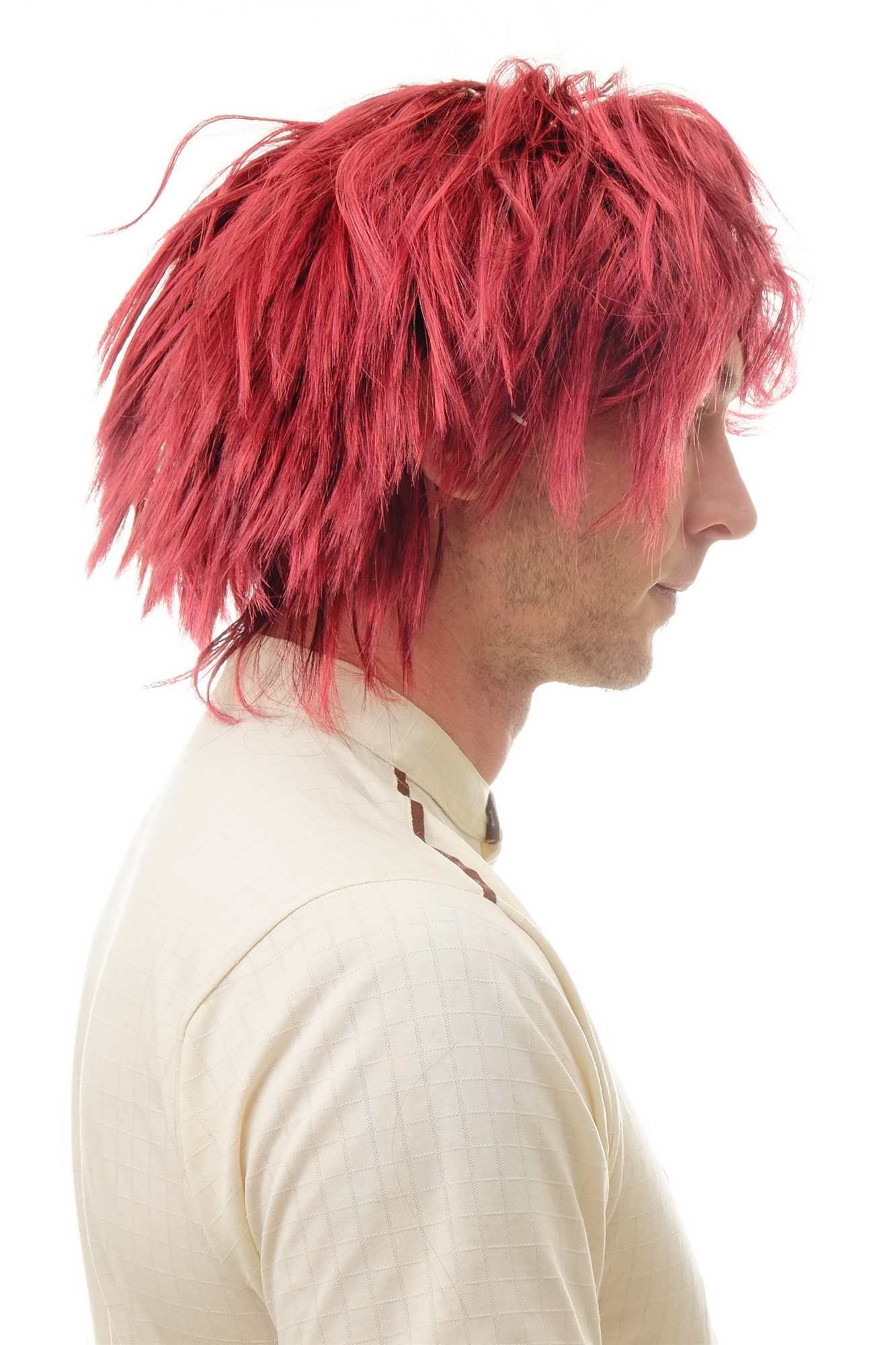 91081 Lady or Man Party Wig Halloween Cosplay shaggy brown red mix dumb dumber goofy nerdy look, view 4, WIG ME UP: Your Perücken Online Shop Party Wig, Unisex, Red, Black, wavy, short