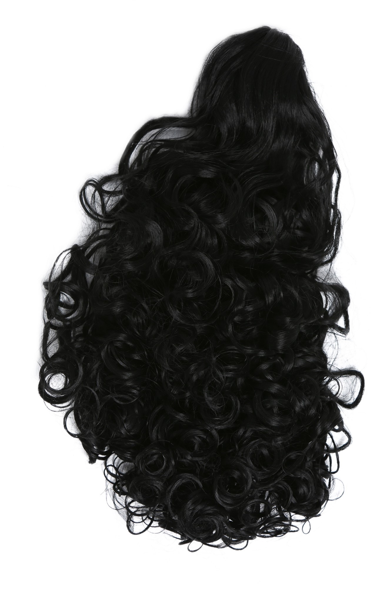 hochwertiger Zopf Pferdeschwanz lockig voluminös lang Schwarz 9563B-1, Ansicht 4, WIG ME UP: Ihr Perücken Online Shop lockiges Zopf-Haarteil Schwarz 55 cm lang
