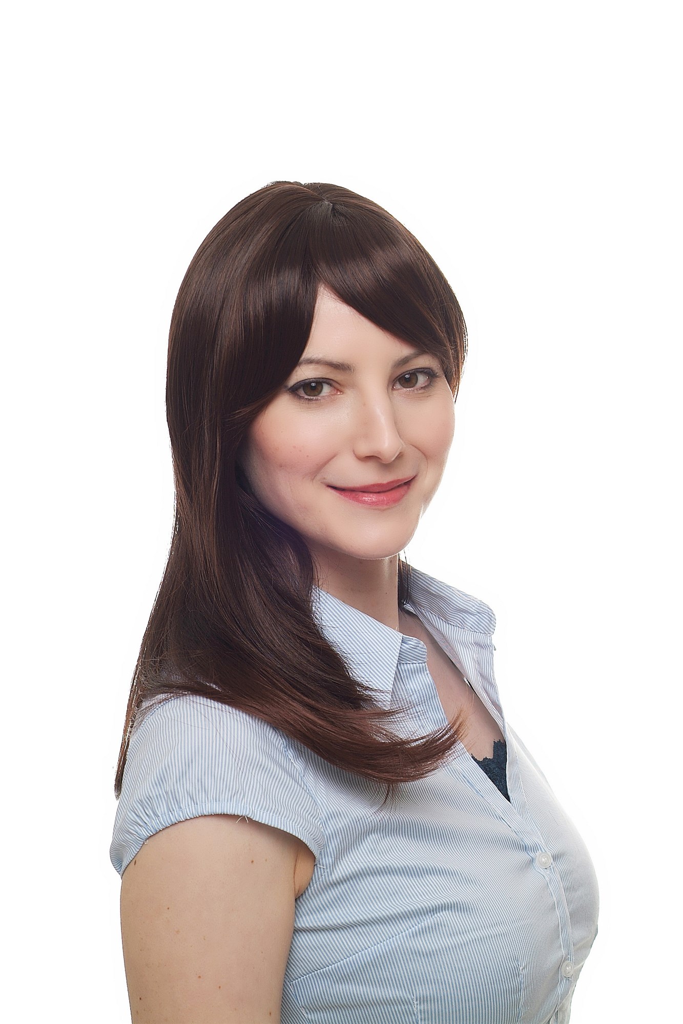 hochwertige Qualitätsperücken, Perücke mittellang glatt Mahagoni H8802A-2T33, Ansicht 2, WIG ME UP: Ihr Perücken Online Shop glatte Tressen-Perücke mit Kopfhaut-Imitat Braun schulterlange Haare für Damen