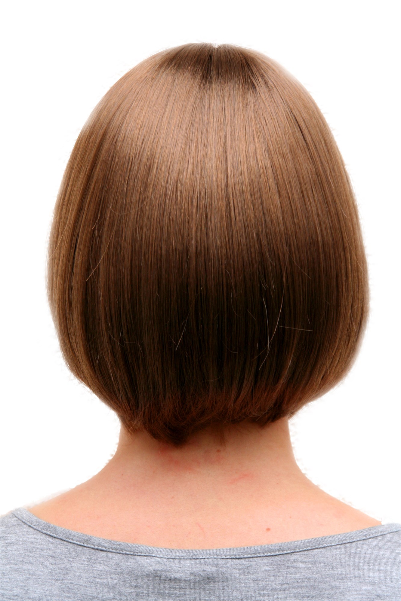 hochwertige Qualitätsperücken, Sexy Damen Bob Perücke glatte kurze Haare mit Pony brünett mittelbraun 703-10, Ansicht 3, WIG ME UP: Ihr Perücken Online Shop glatte Tressen-Perücke mit Kopfhaut-Imitat Mittel-Goldbraun kurze Haare für Damen