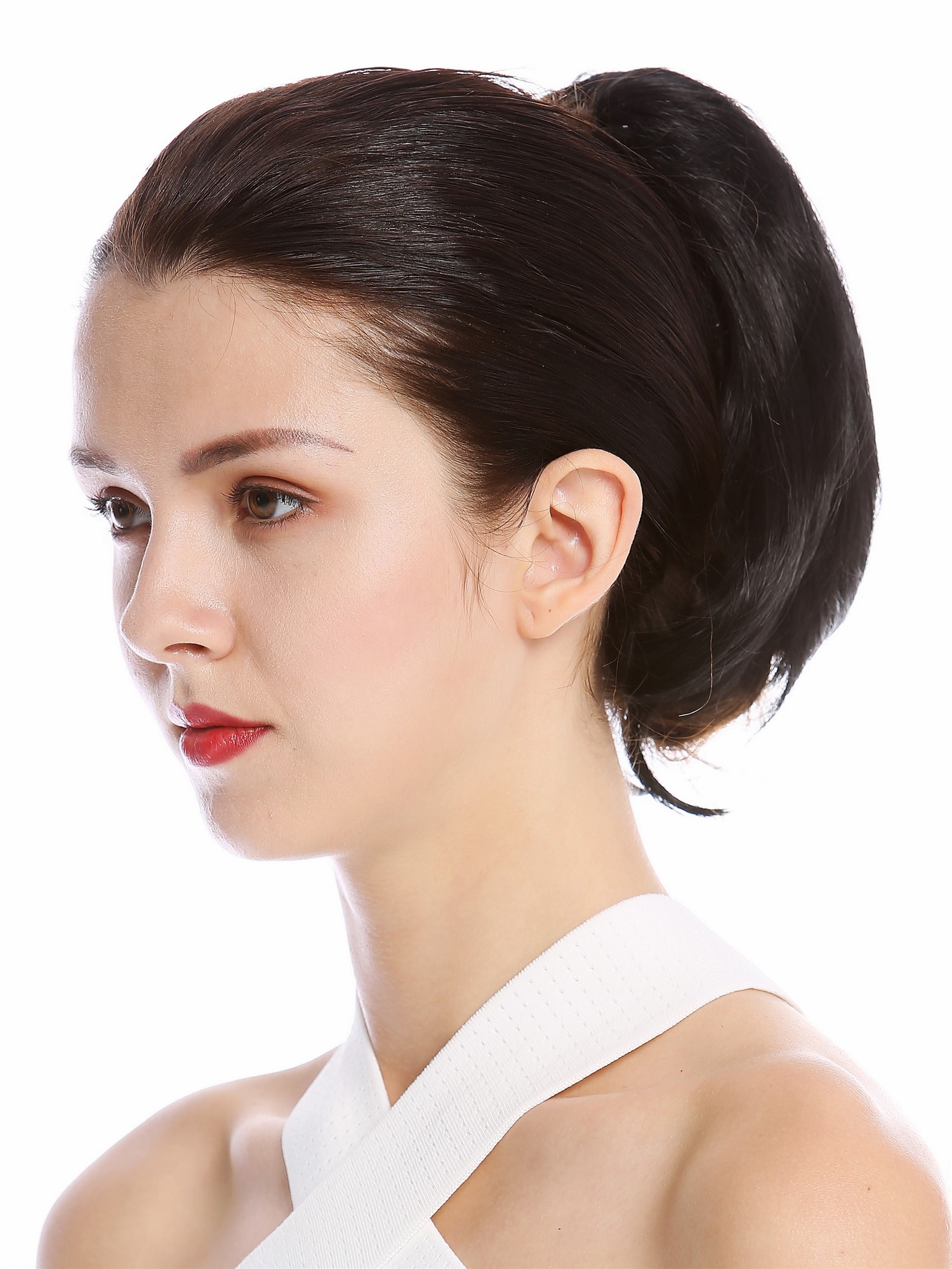 hochwertiger Zopf Pferdeschwanz kurz glatt Schwarz N869-V-1, Ansicht 3, WIG ME UP: Ihr Perücken Online Shop lockiges Zopf-Haarteil Schwarz 20 cm lang