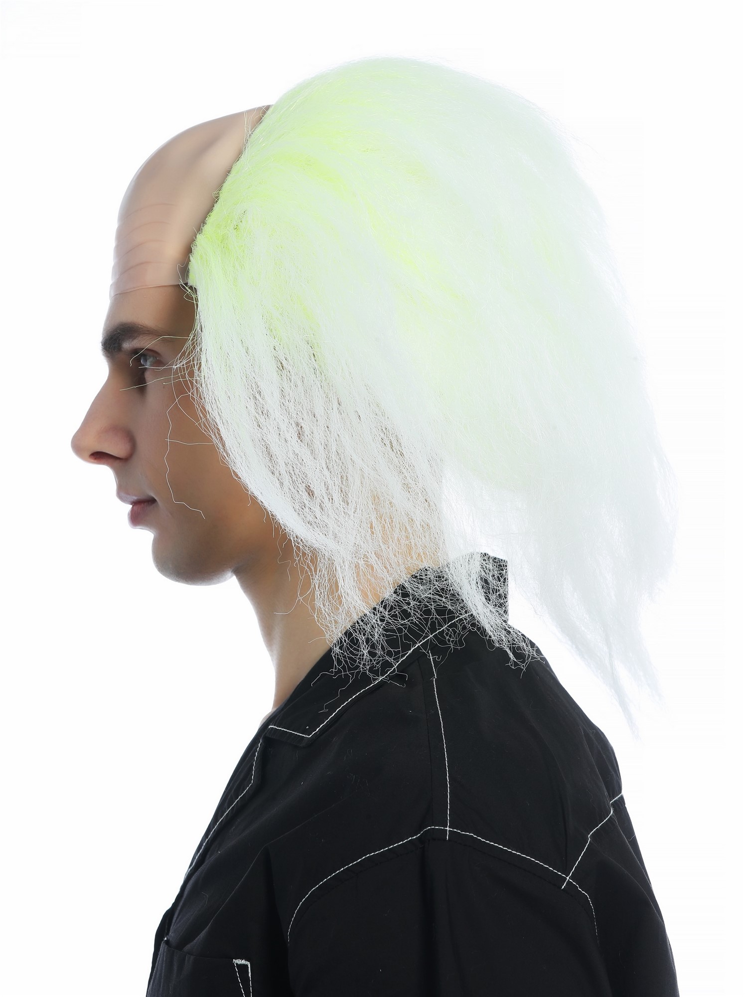günstige Party Perücke, Perücke Glatze Verrückter Professor Igor Opa gelb weiß CW-025-ZA91TZA60, Ansicht 4, WIG ME UP: Ihr Perücken Online Shop wellige Party Perücke neon gelb am ansatz längen weiß schulterlange Haare für Herren