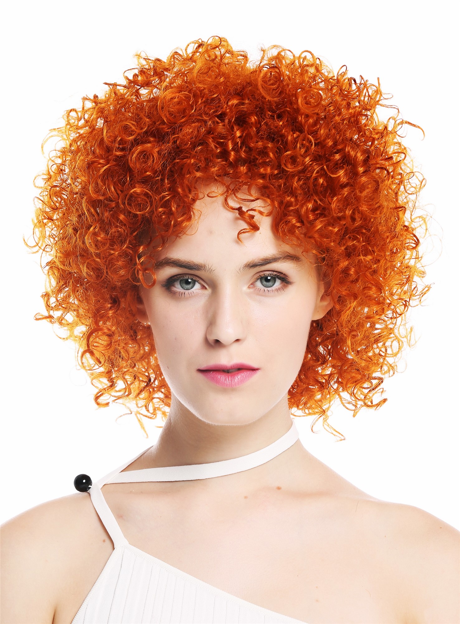 lockige Tressen-Perücke Orangerot kurze Haare für Damen