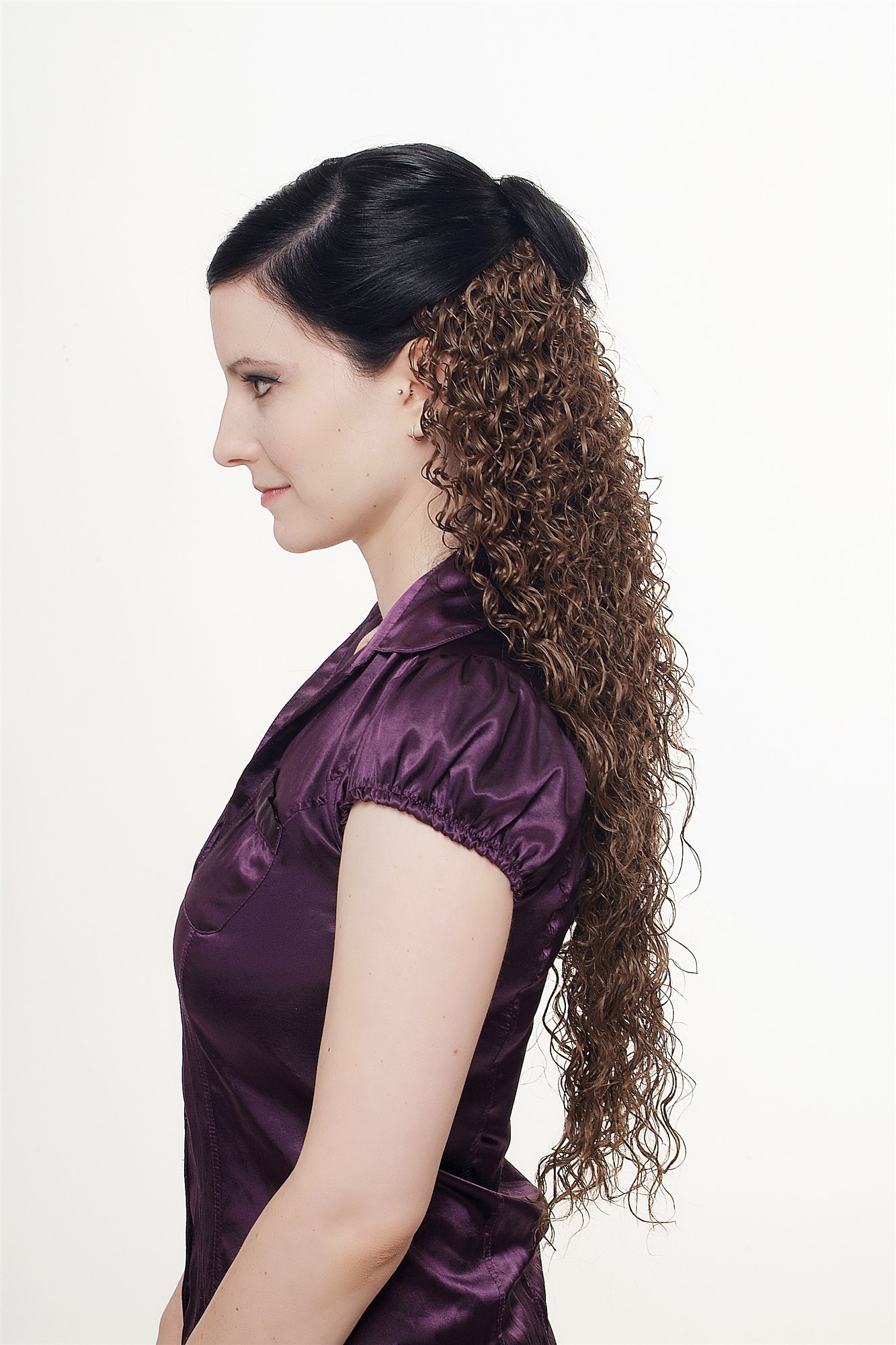 Haarteil Clips Halbperücke Locken Braun H9311-10, Ansicht 3, WIG ME UP: Ihr Perücken Online Shop lockige Halbperücke Braun 70 cm lang