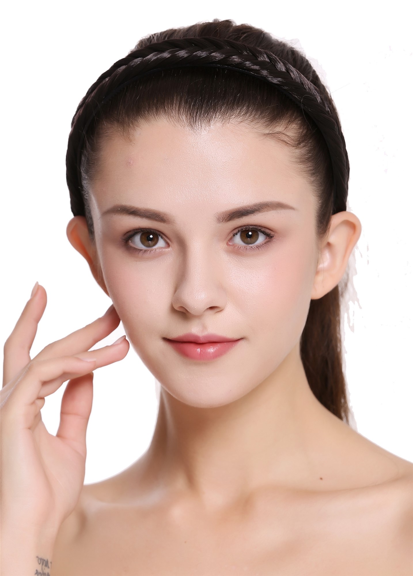 Geflochtener Haarreif 2 cm breit Dunkelbraun CXT-001-003, Ansicht 3, WIG ME UP: Ihr Perücken Online Shop Haarreifen geflochten Dunkelbraun 55 cm