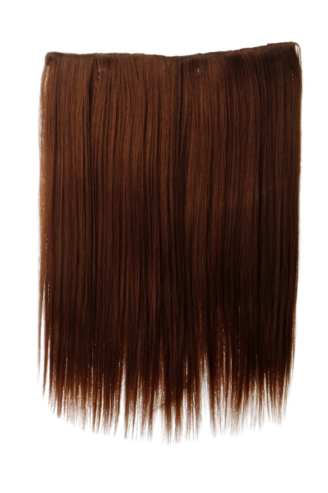Haarteil Haarverlängerung 5 Clips glatt Braun Kupferbraun L30173-30, Vorderansicht, WIG ME UP: Ihr Perücken Online Shop glatte Halbperücke Kupferbraun 45 cm lang
