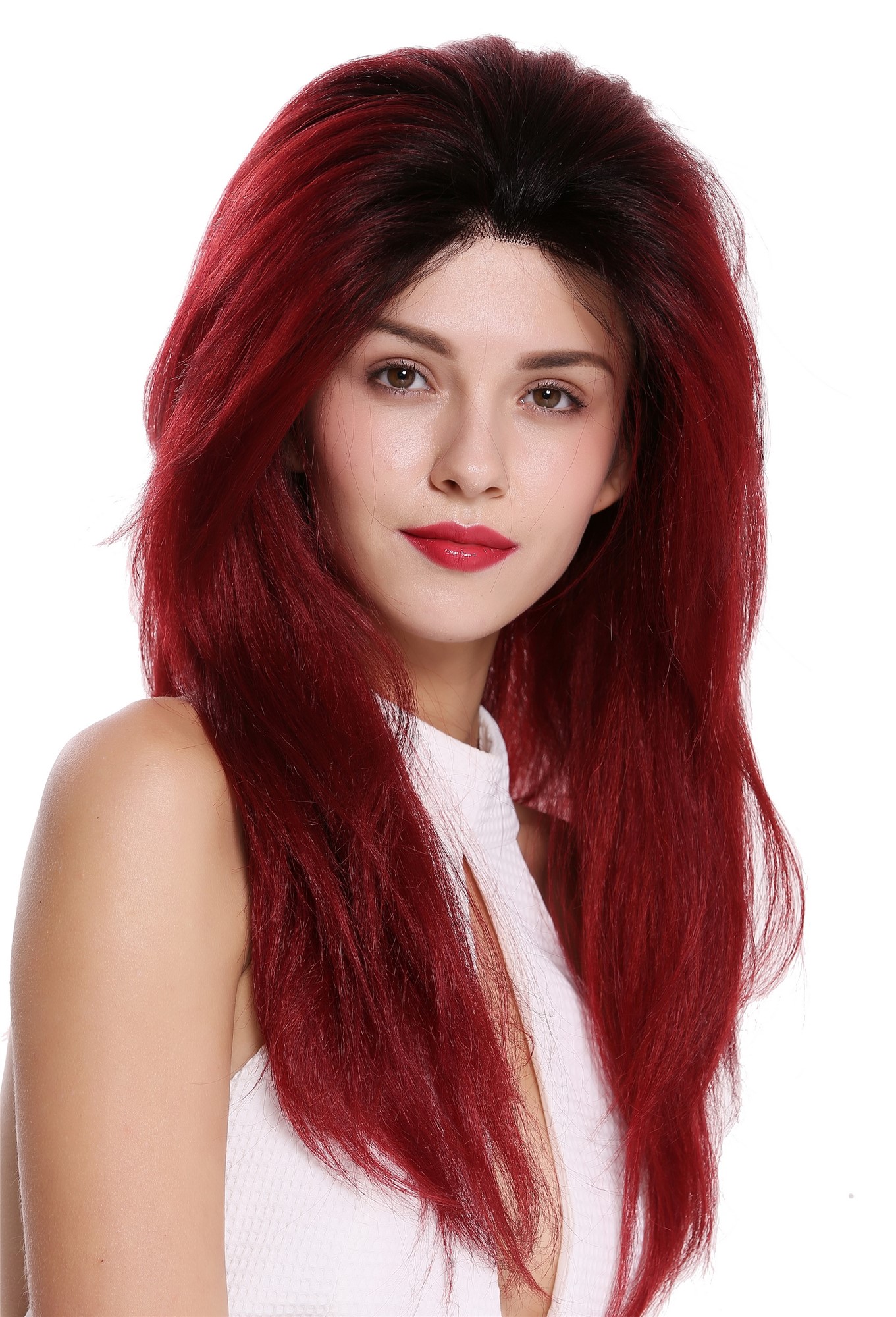 Quality Wigs, Ladies, garnet red-velvet black mix, straight, long