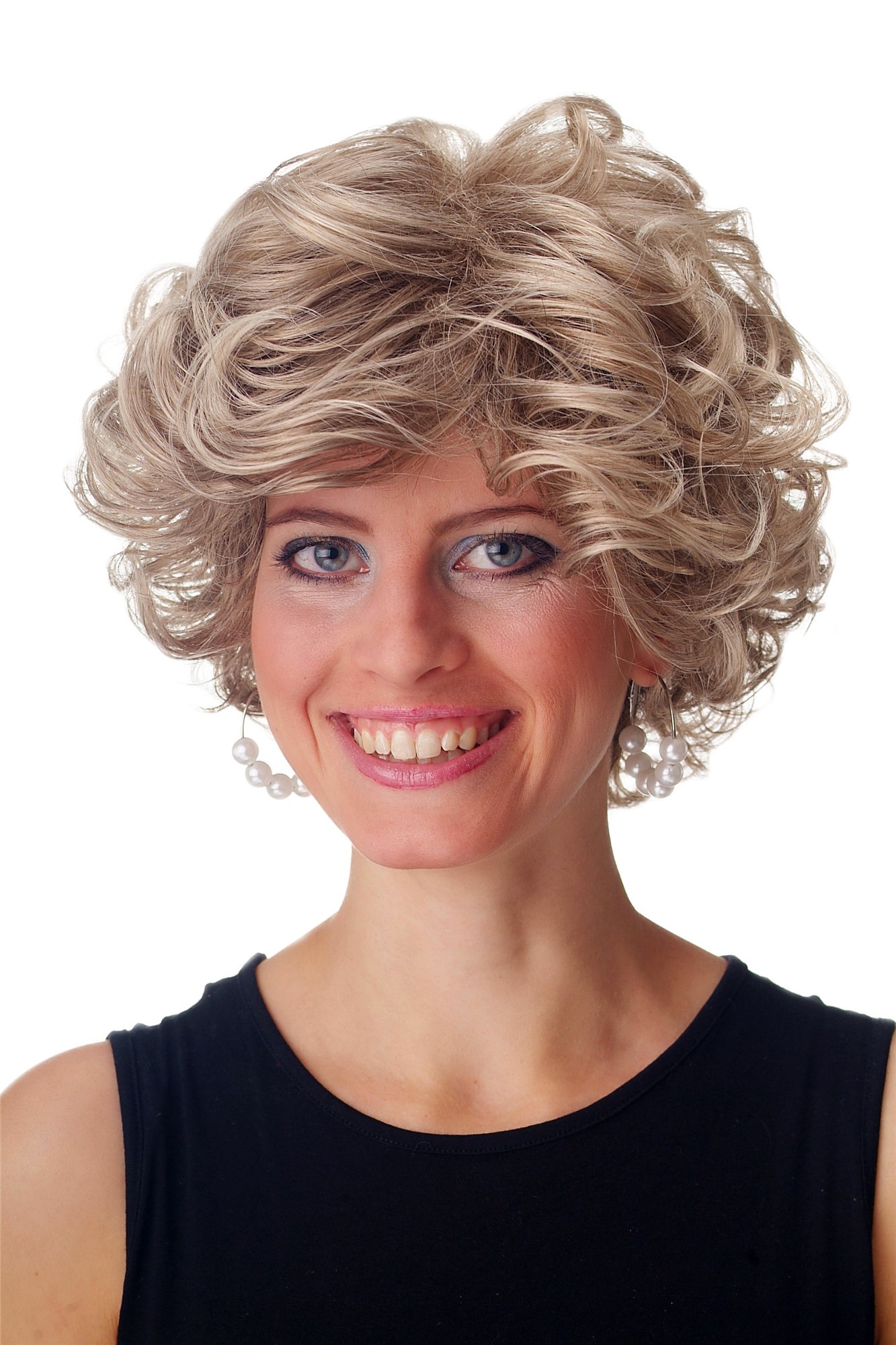 hochwertige Qualitätsperücken, Perücke kurz wild Locken Blond Braun Mix GFW963-18T22, Vorderansicht, WIG ME UP: Ihr Perücken Online Shop lockige Tressen-Perücke Karamellbraun-Aschblond-Mix kurze Haare für Unisex