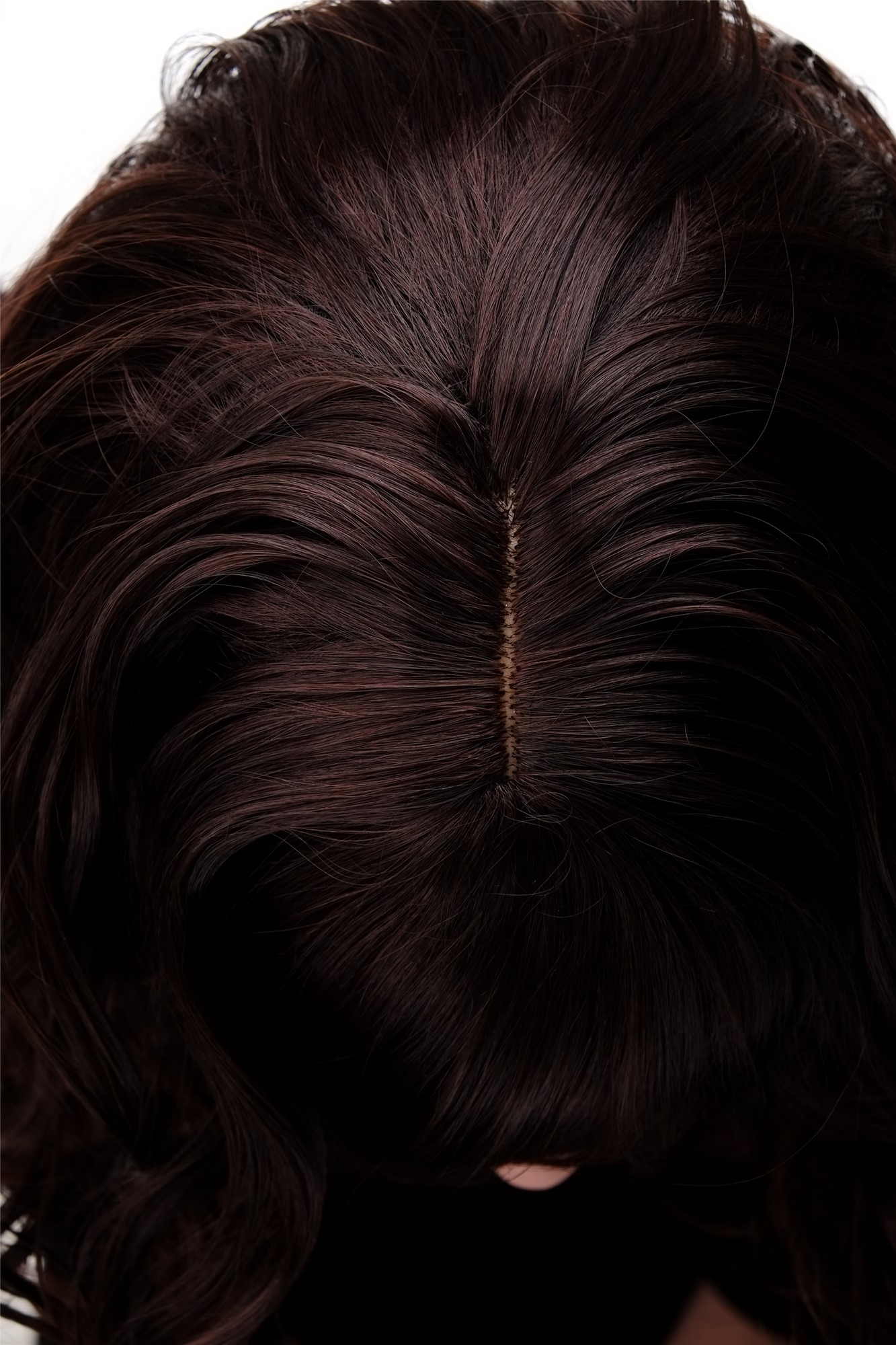 hochwertige Qualitätsperücken, Lockige sexy Frauen Perücke Braun-Mix M-103-2T33, Ansicht 6, WIG ME UP: Ihr Perücken Online Shop lockige Tressen-Perücke mit Kopfhaut-Imitat Schwarzbraun-Mahagonibraun-Mix lange Haare für Damen