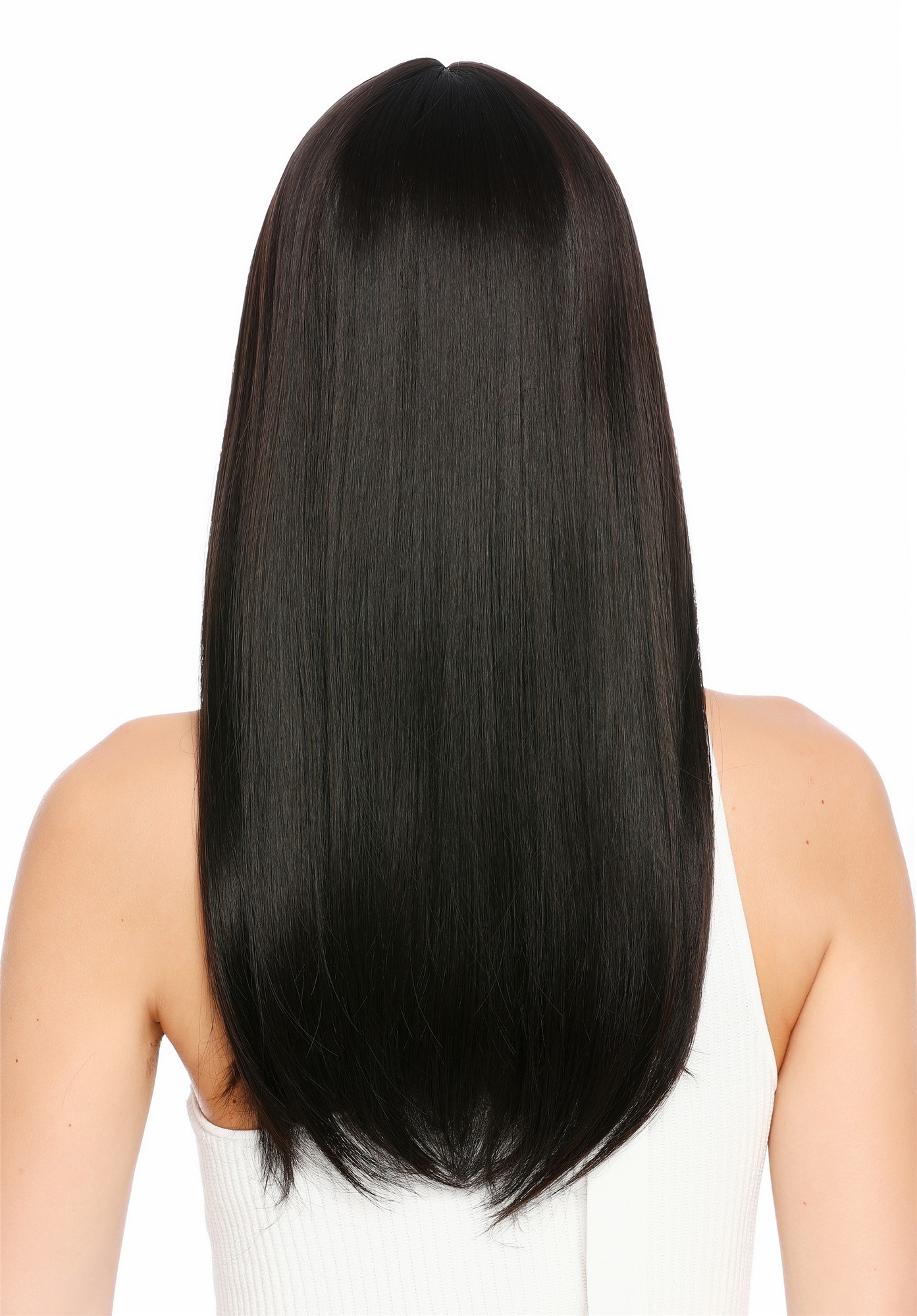 Damenperücke lang glatt sleek look Pony Dunkelbraun Mix SZL1310-FHY4/5