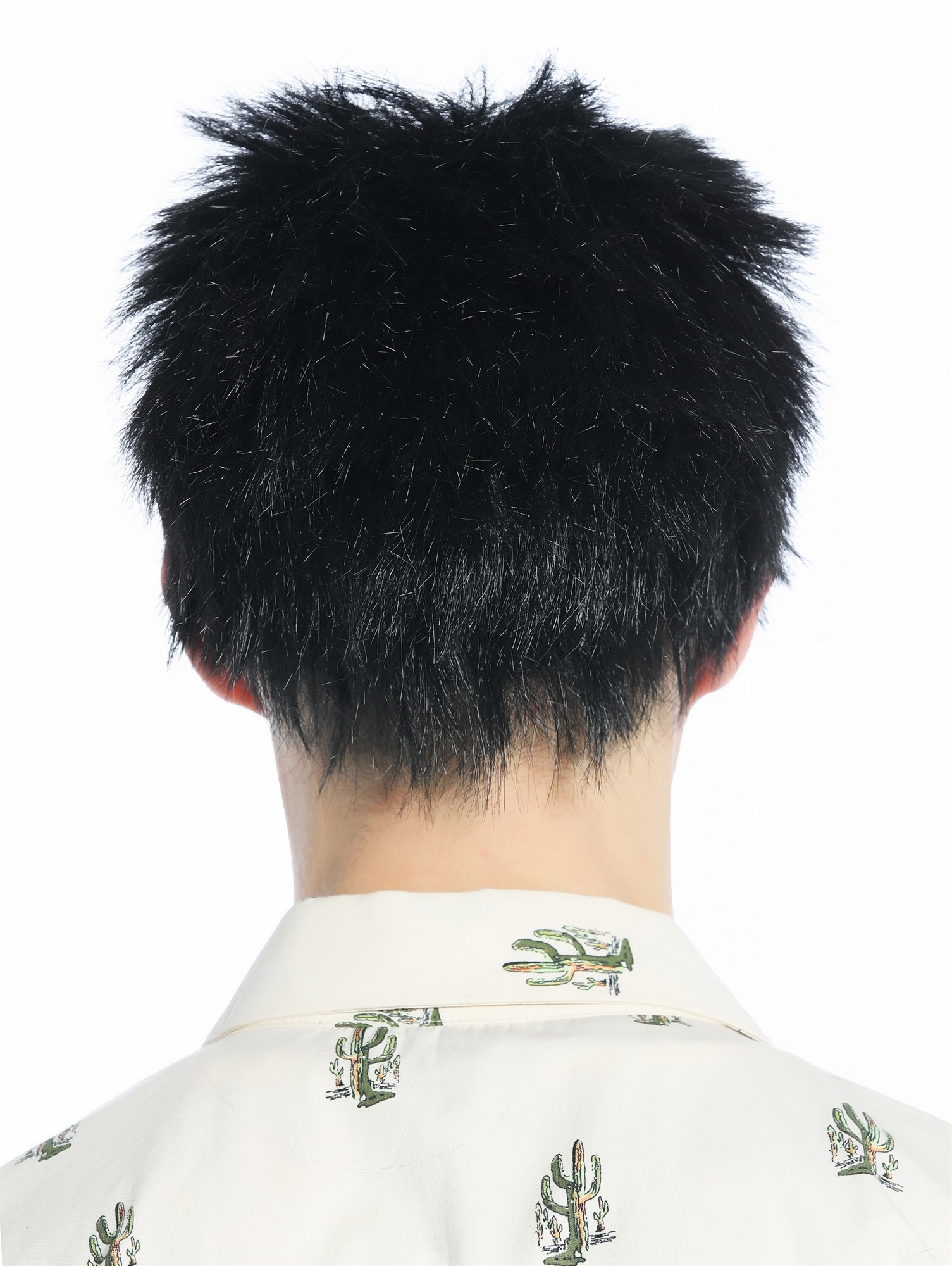 günstige Party Perücke, Perücke schwarz kurz struppig abstehende Haare Igel-Frisur retro 91803-ZA103, Ansicht 5, WIG ME UP: Ihr Perücken Online Shop glatte Party Perücke Pechschwarz kurze Haare Unisex