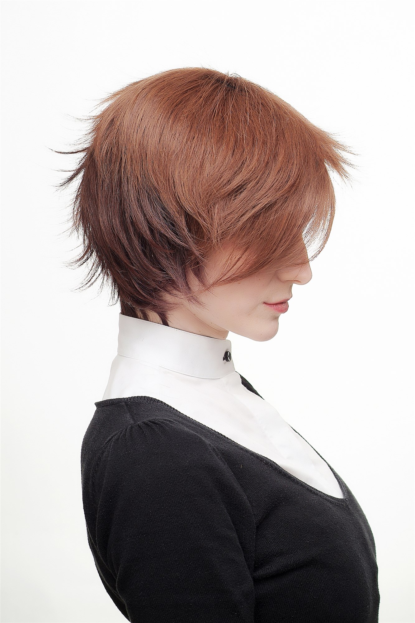 hochwertige Qualitätsperücken, Perücke Cosplay Kurz Braun Rotbraun SA075-2T33H30/33, Ansicht 2, WIG ME UP: Ihr Perücken Online Shop wellige Tressen-Perücke Braun-Mix kurze Haare für Damen