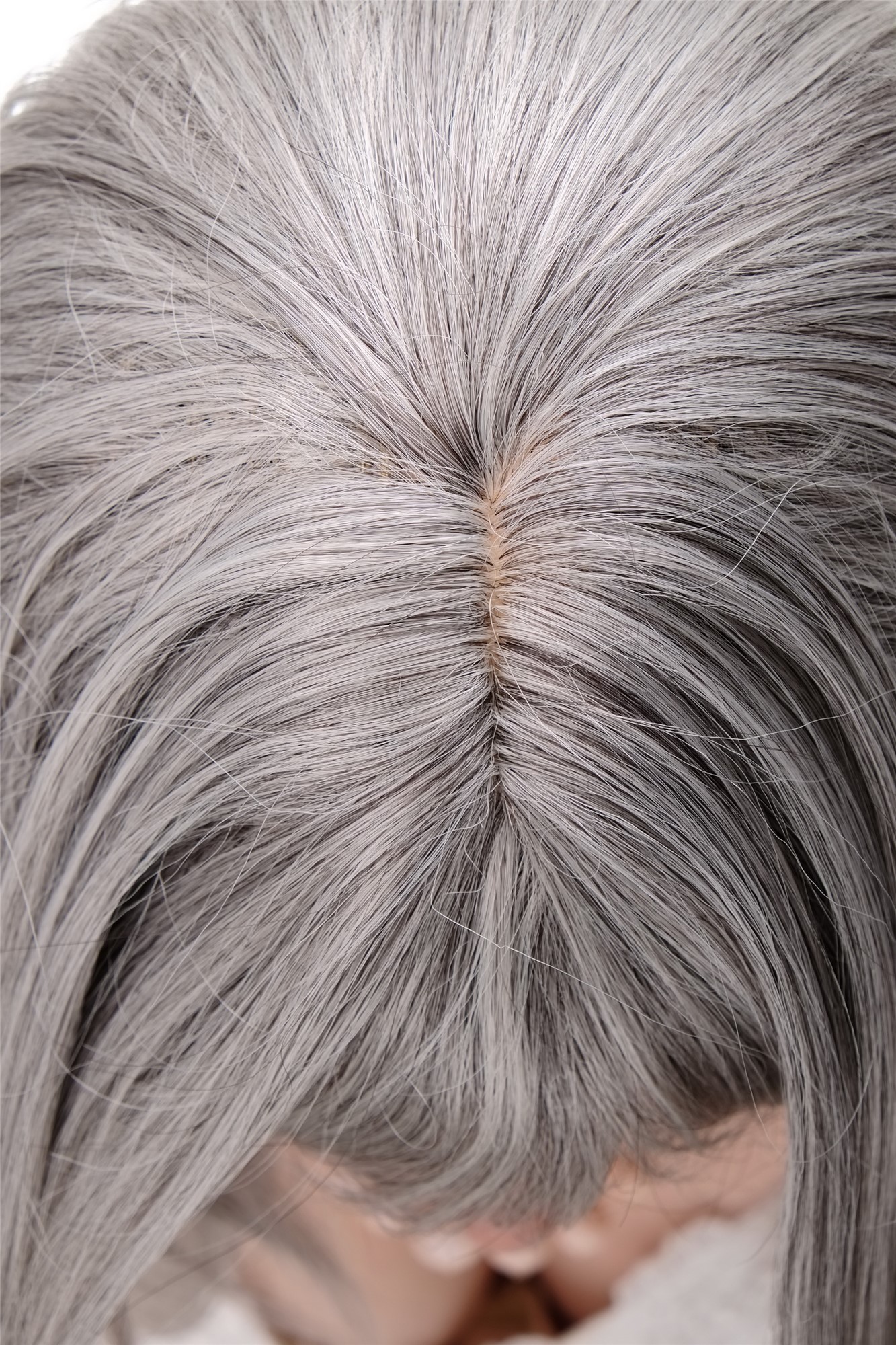 Lady wig medium length fringe parted side straight layered sliver grey gray 3003, view 6, WIG ME UP: Your Perücken Online Shop Quality Wigs, Ladies, Grey, straight, long
