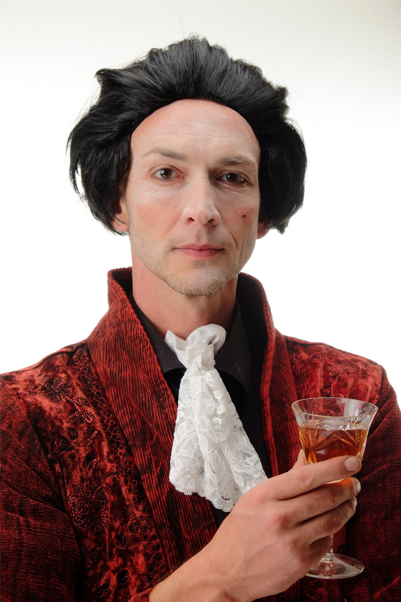 günstige Party Perücke, Herren Perücke Barock Edelmann Zopf schwarz 4287-P103, Ansicht 2, WIG ME UP: Ihr Perücken Online Shop wellige Party Perücke Schwarz schulterlange Haare für Herren